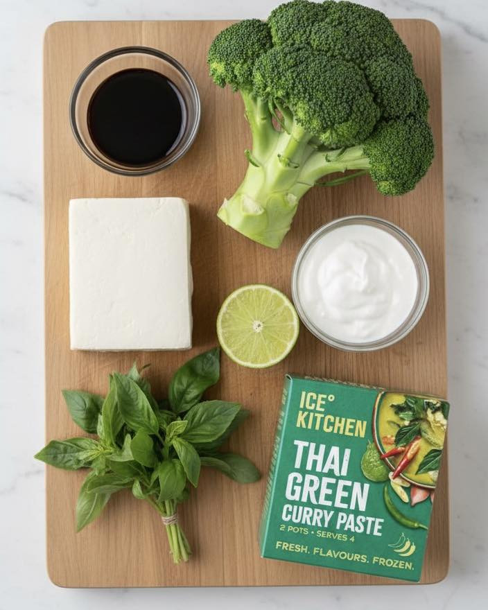 Vegan Thai Green Curry with Tofu and Rice Noodles