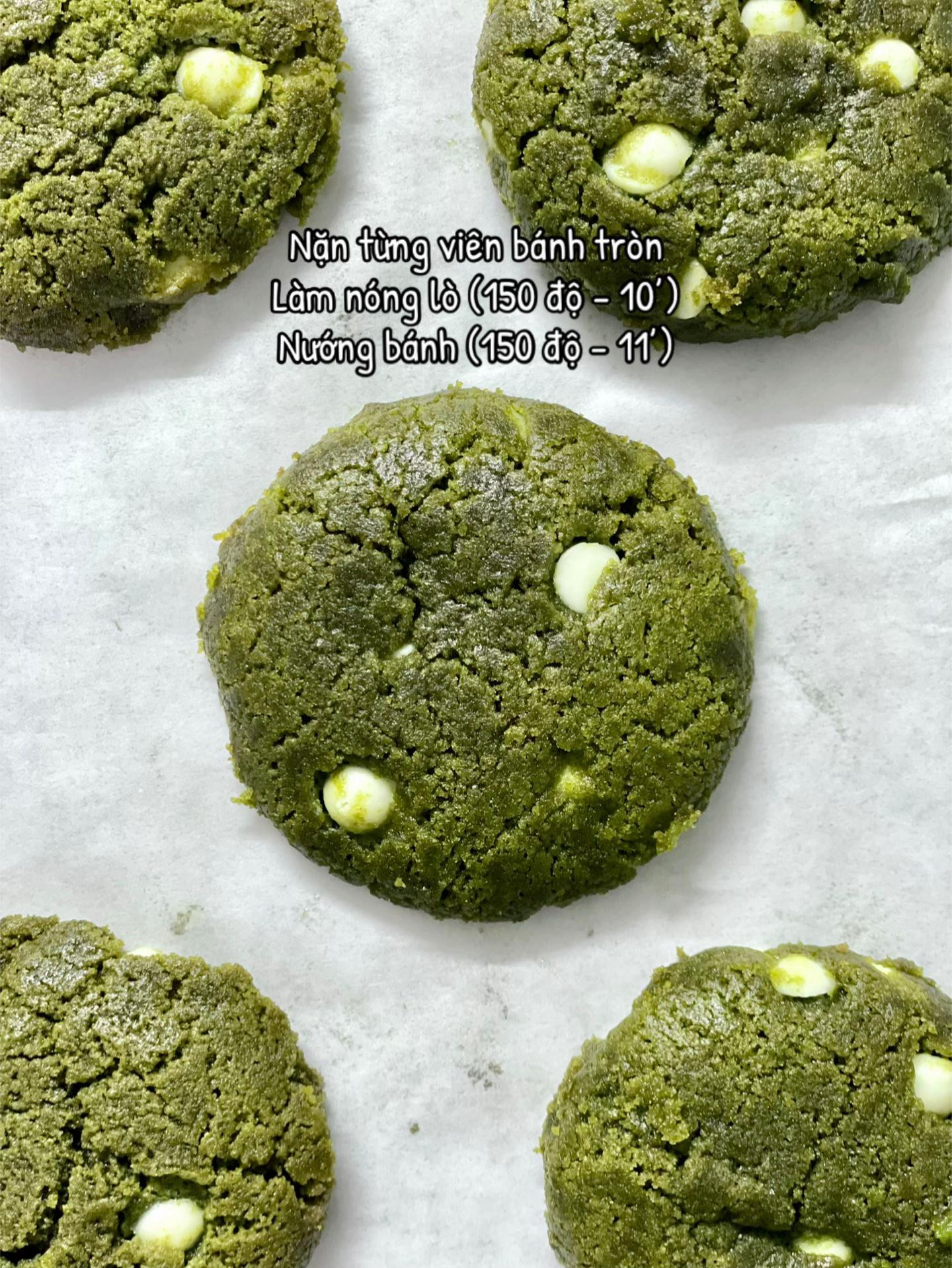 White chocolate matcha cookies