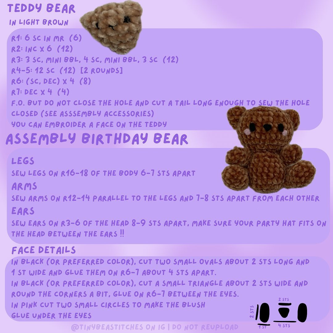 Adorable Crochet Birthday Bear with Cake and Balloons Pattern