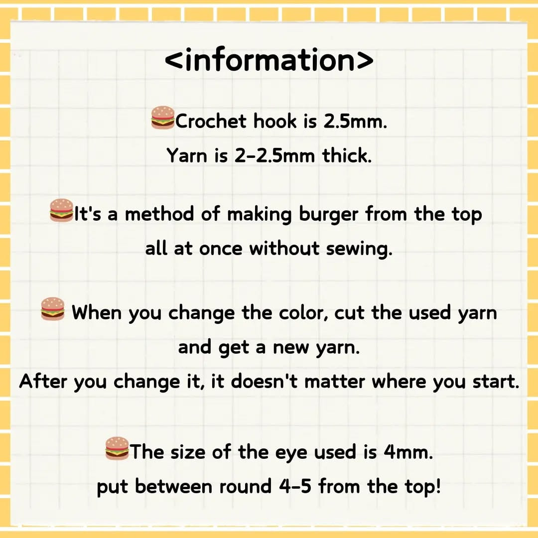 Adorable Crochet Burger Free Pattern for Beginners