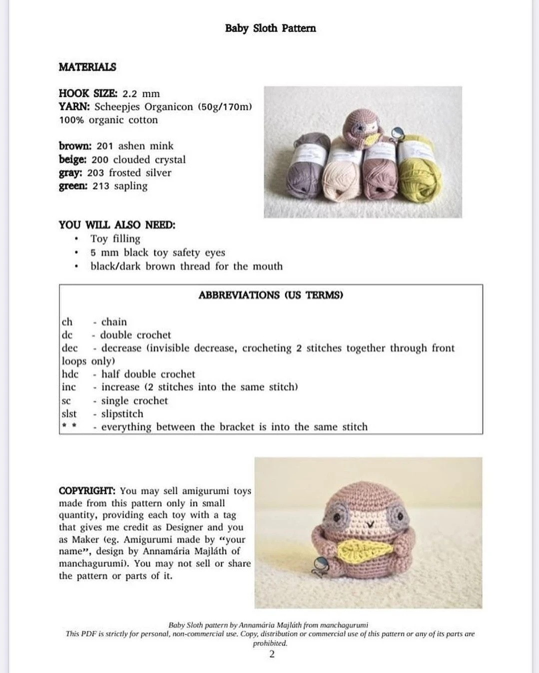 Adorable Crochet Sloth Family Free Pattern Download