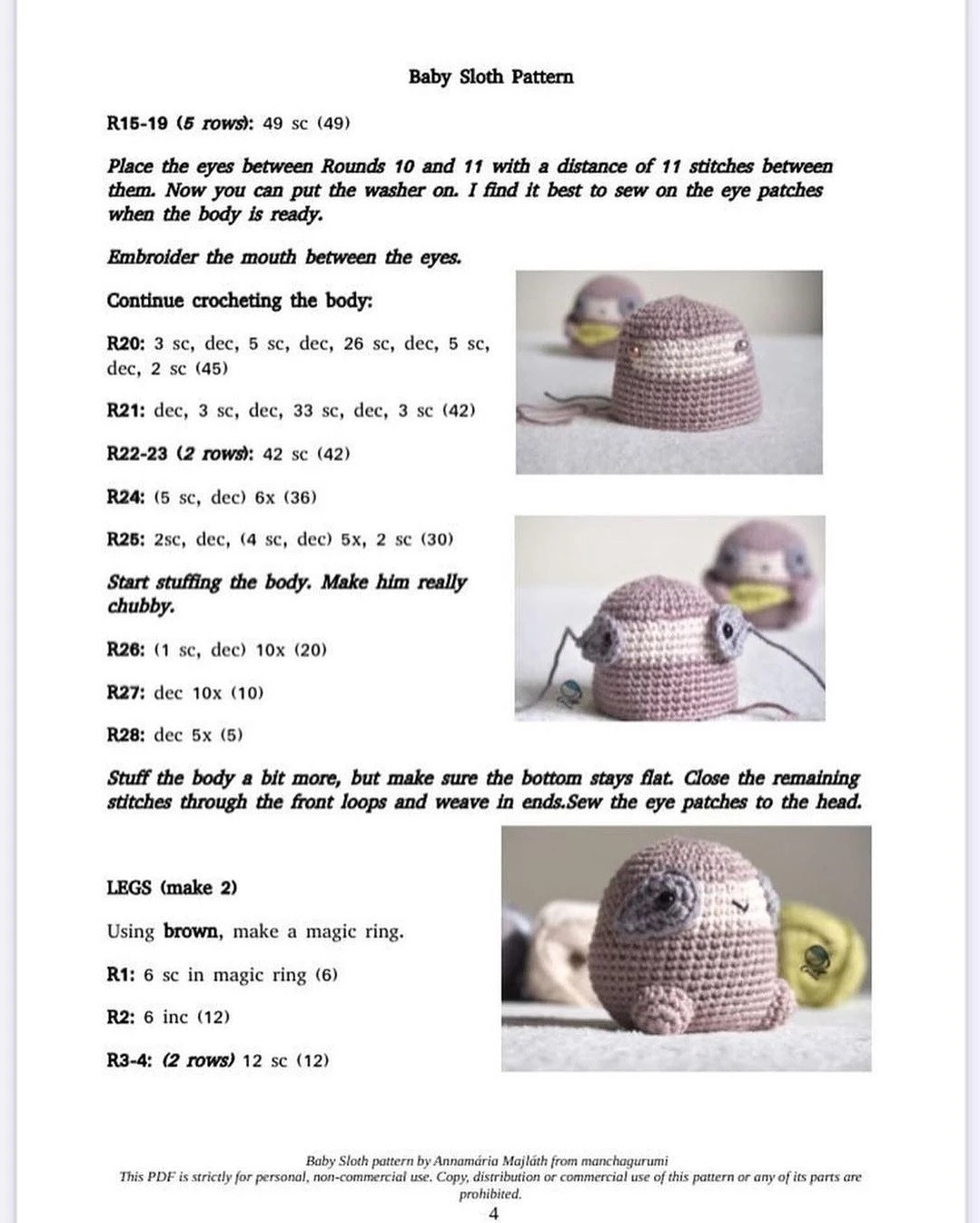 Adorable Crochet Sloth Family Free Pattern Download