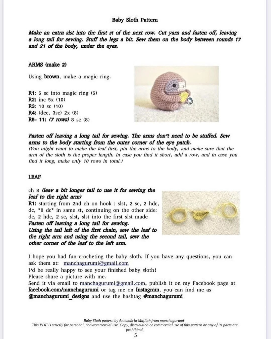 Adorable Crochet Sloth Family Free Pattern Download