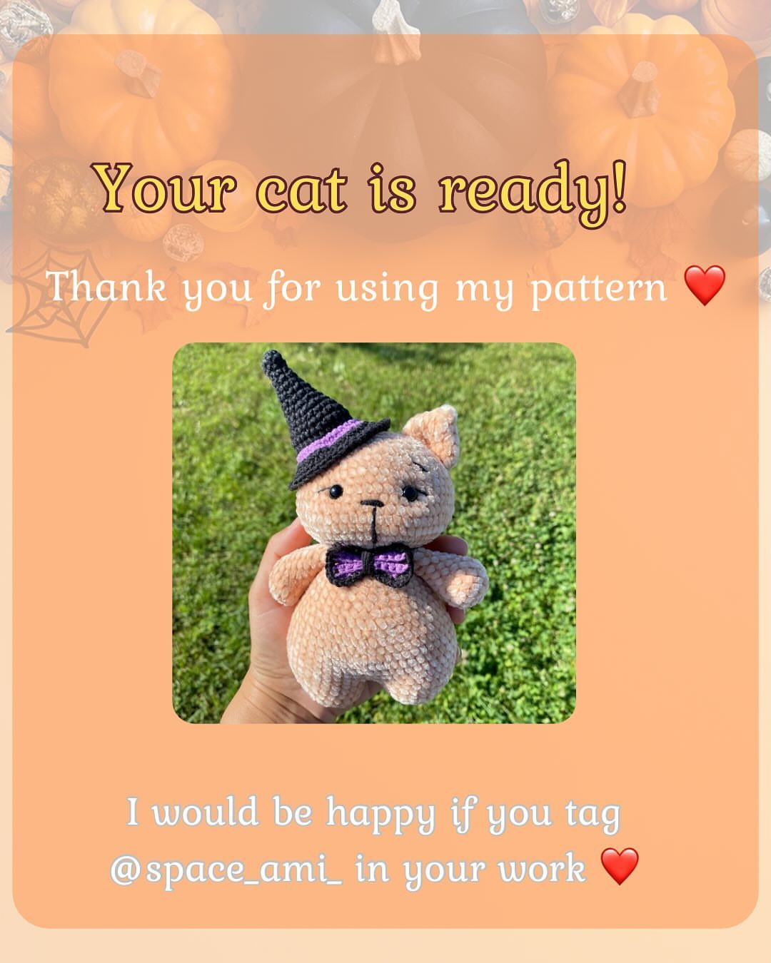 Adorable Halloween Cat Crochet Pattern with Witch Hat