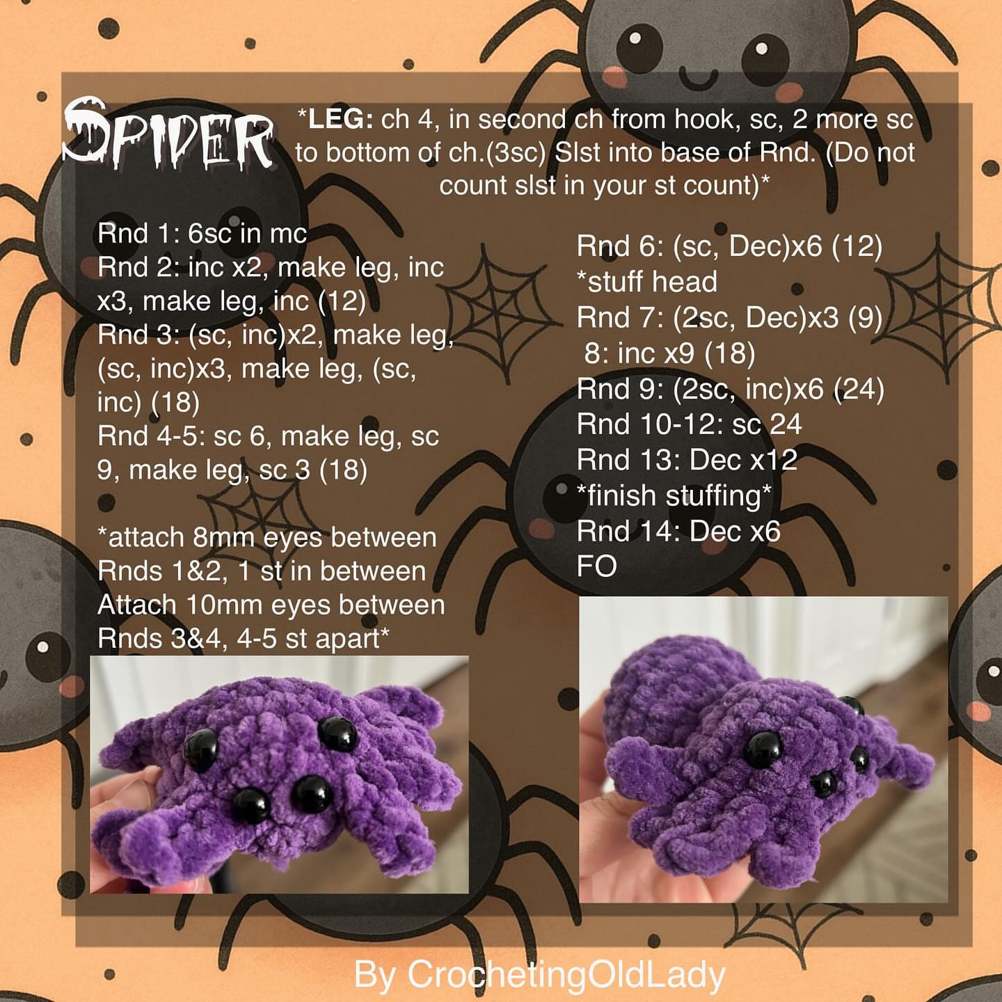 Adorable Purple Spider Crochet Pattern for Beginners