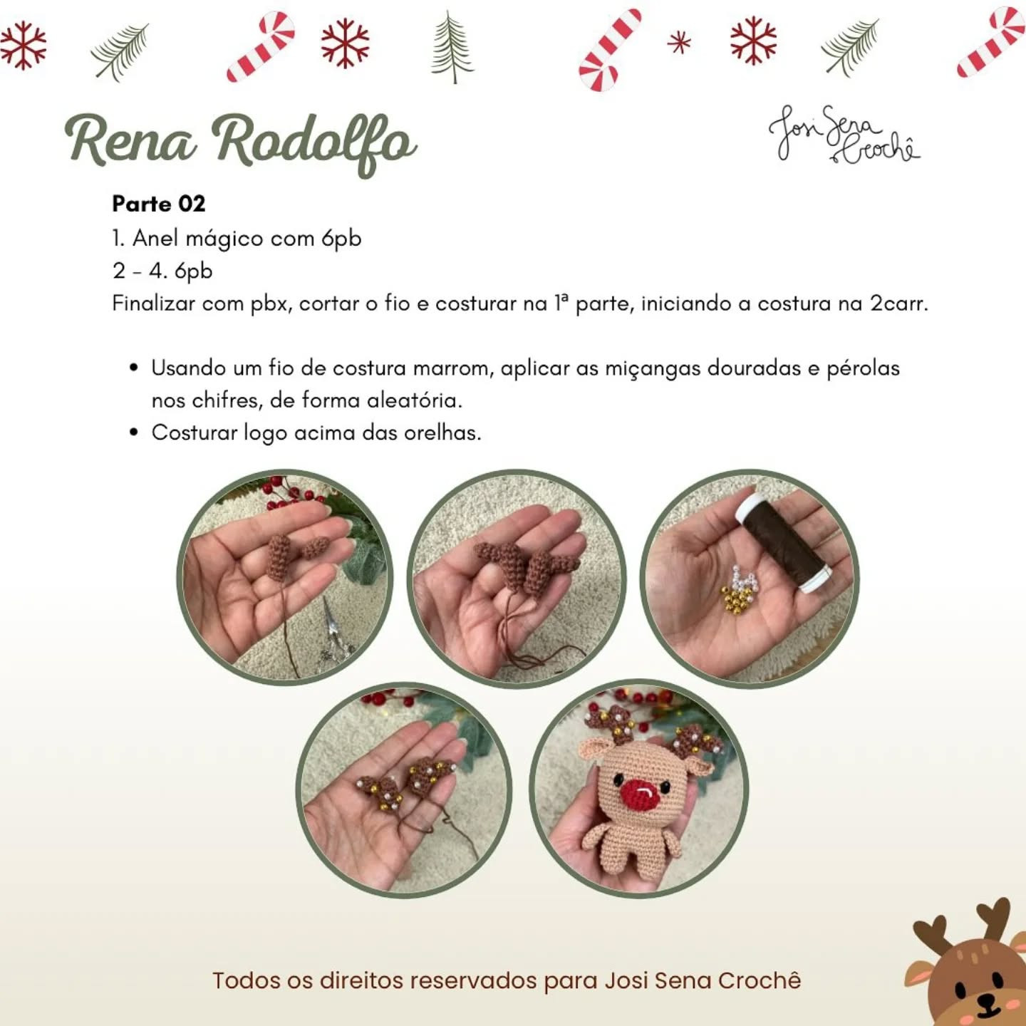 Amigurumi de Rena Rodolfo: Receita Grátis e Fofa para Natal