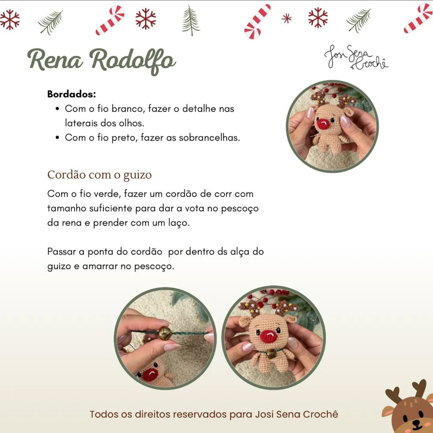 Amigurumi de Rena Rodolfo: Receita Grátis e Fofa para Natal