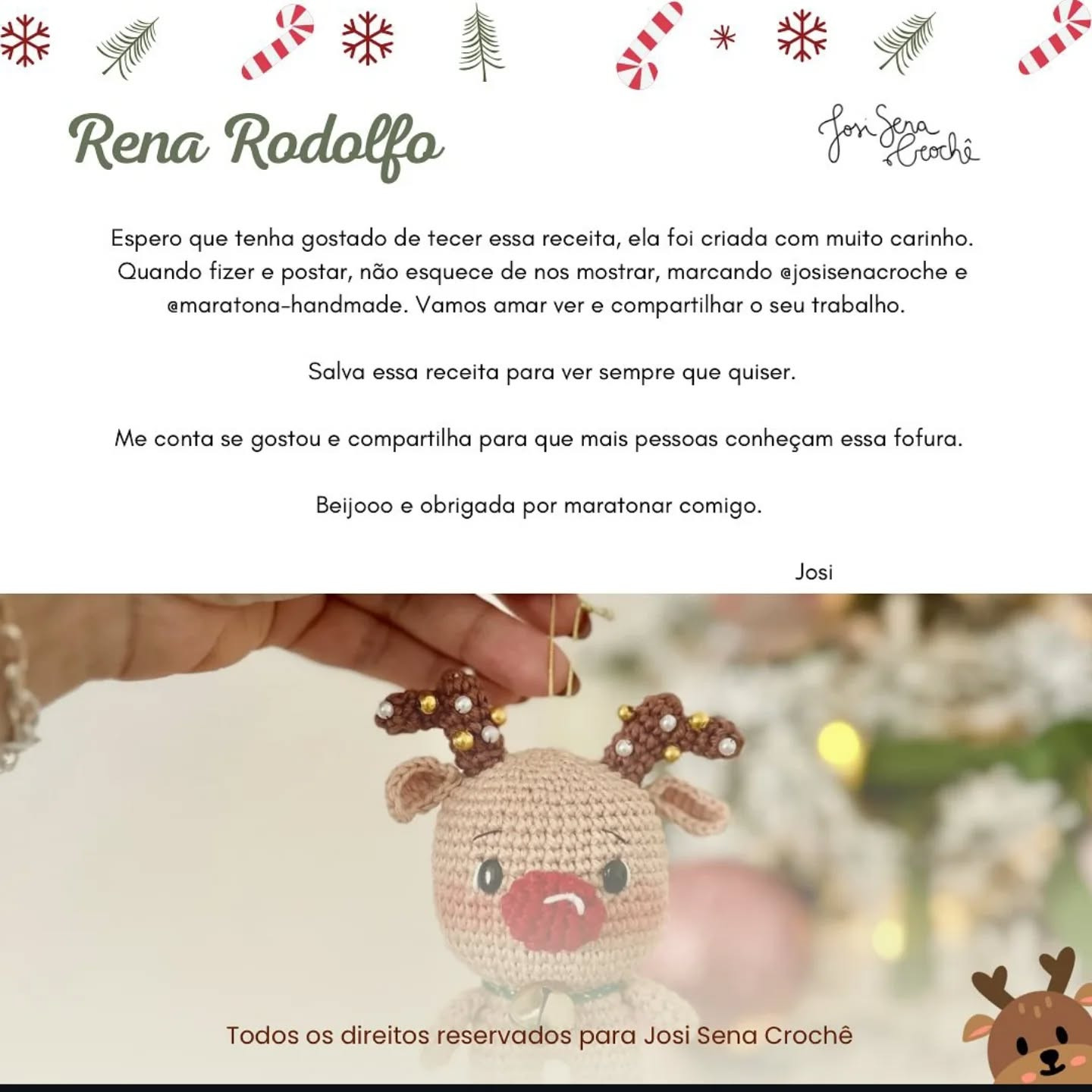 Amigurumi de Rena Rodolfo: Receita Grátis e Fofa para Natal