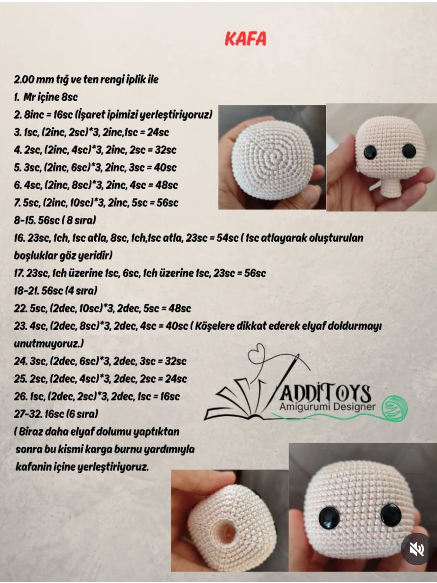 Amigurumi İçin Ücretsiz Bebek Tarifi ve Örgü Deseni