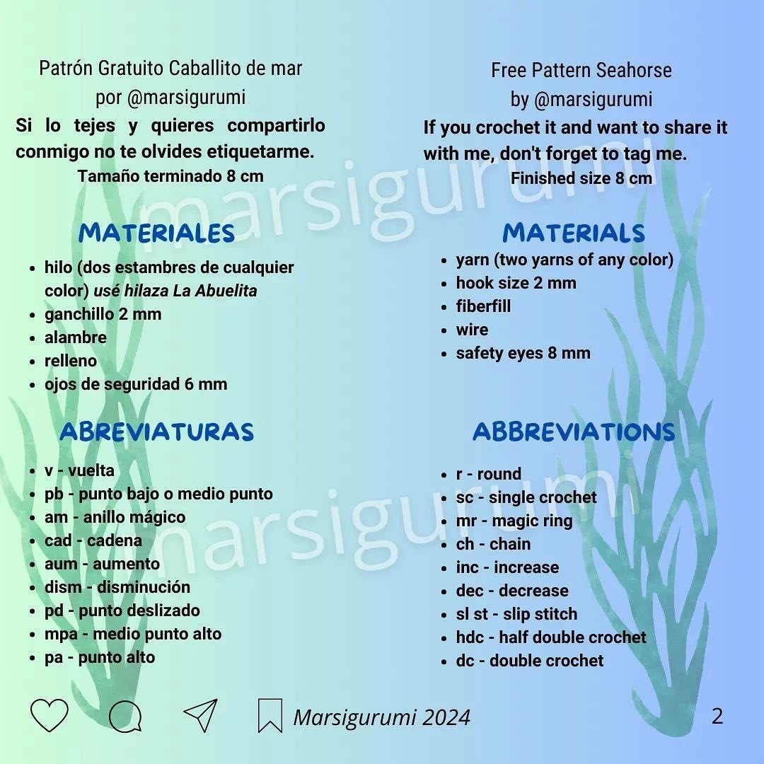 Amigurumi Seahorse Crochet Free Pattern for Beginners