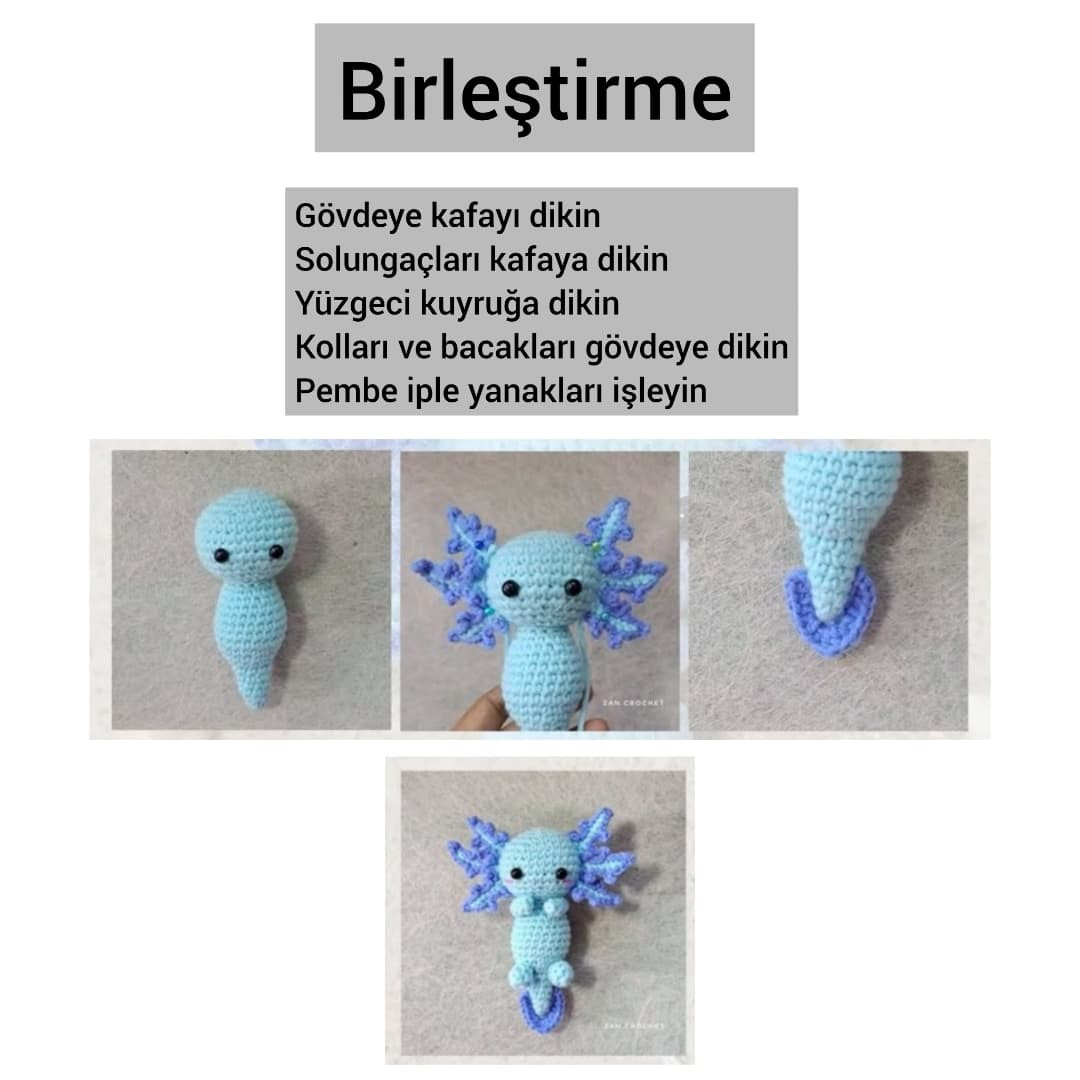 Axolotl Amigurumi Ücretsiz Örgü Deseni