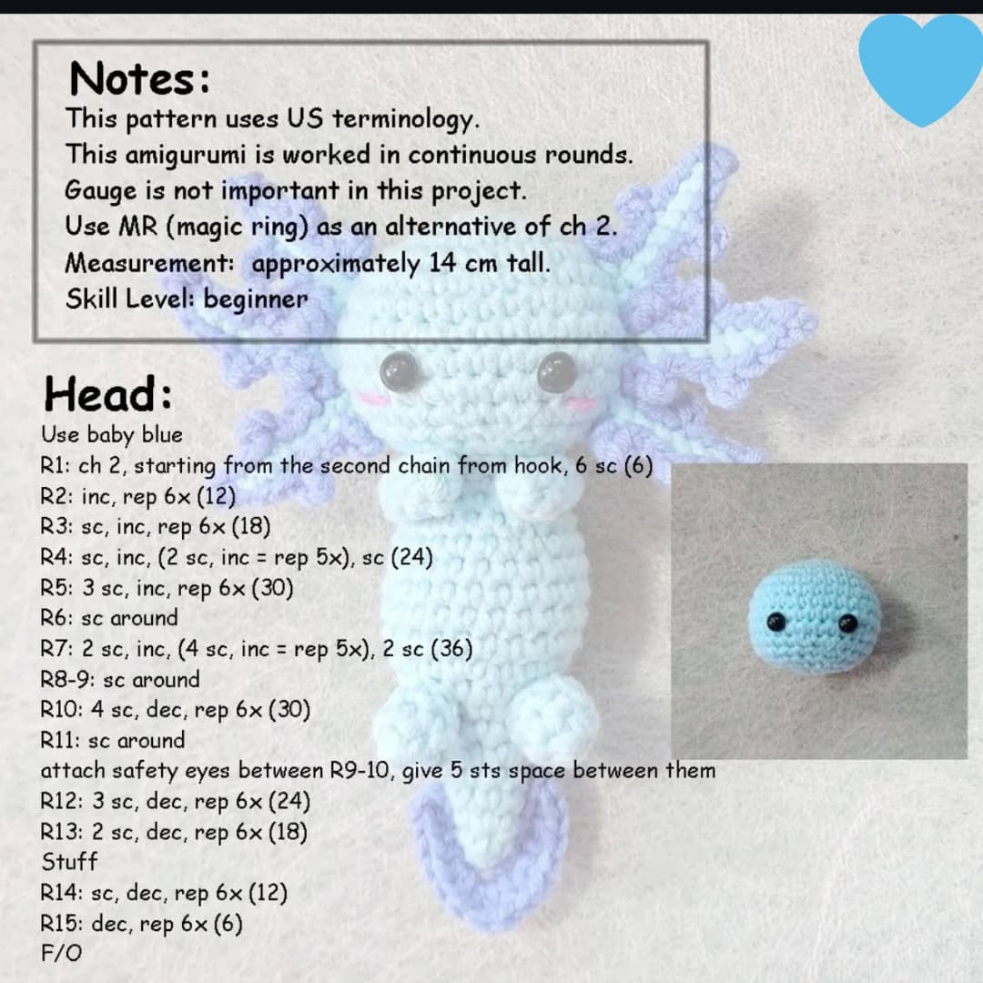 Axolotl Amigurumi Ücretsiz Örgü Deseni