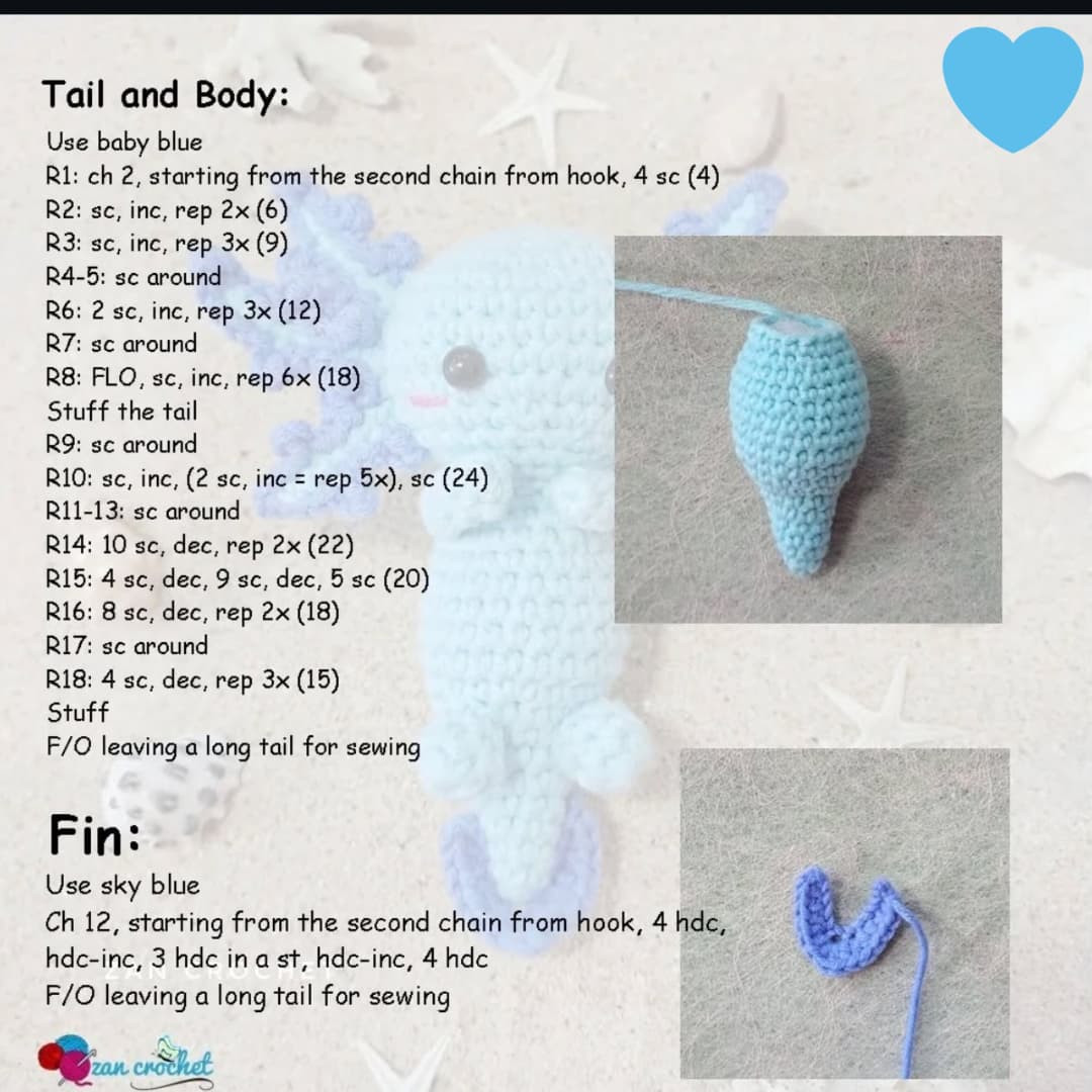 Axolotl Amigurumi Ücretsiz Örgü Deseni