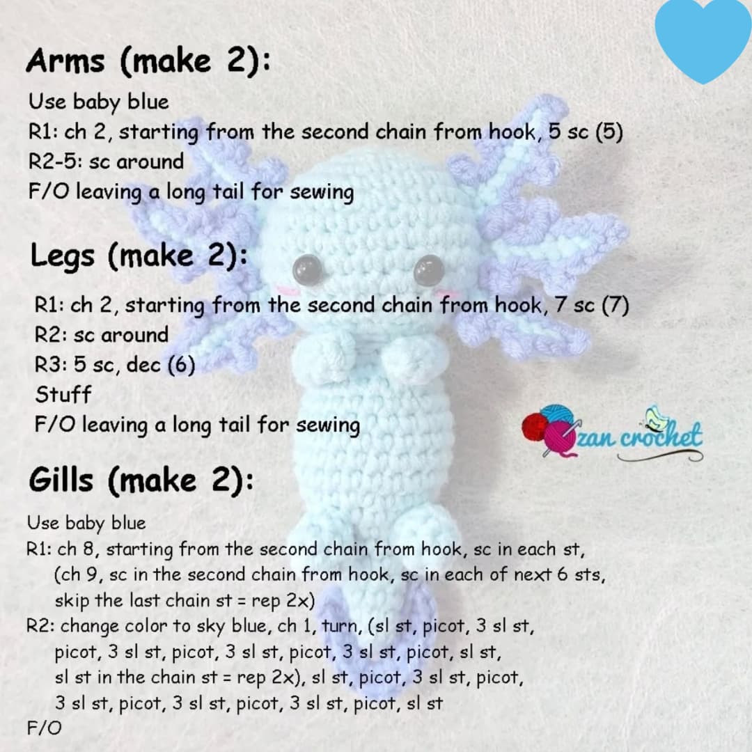 Axolotl Amigurumi Ücretsiz Örgü Deseni