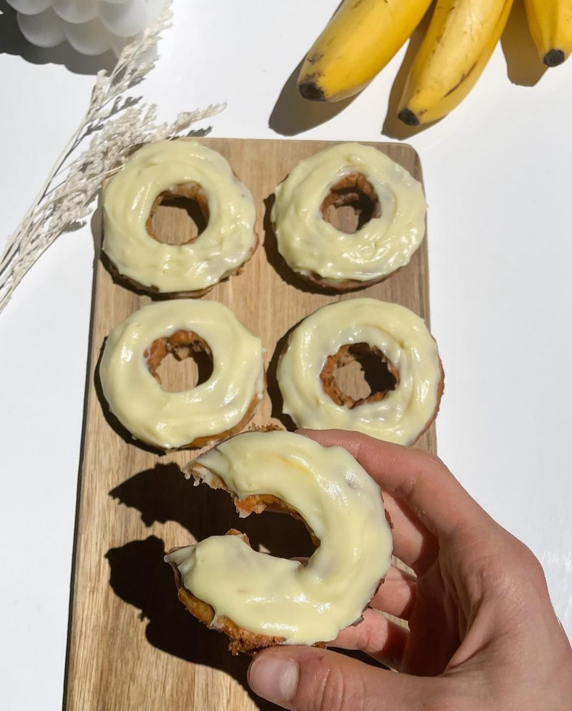 Banana Bliss Protein Donuts with Creamy Custard Glaze