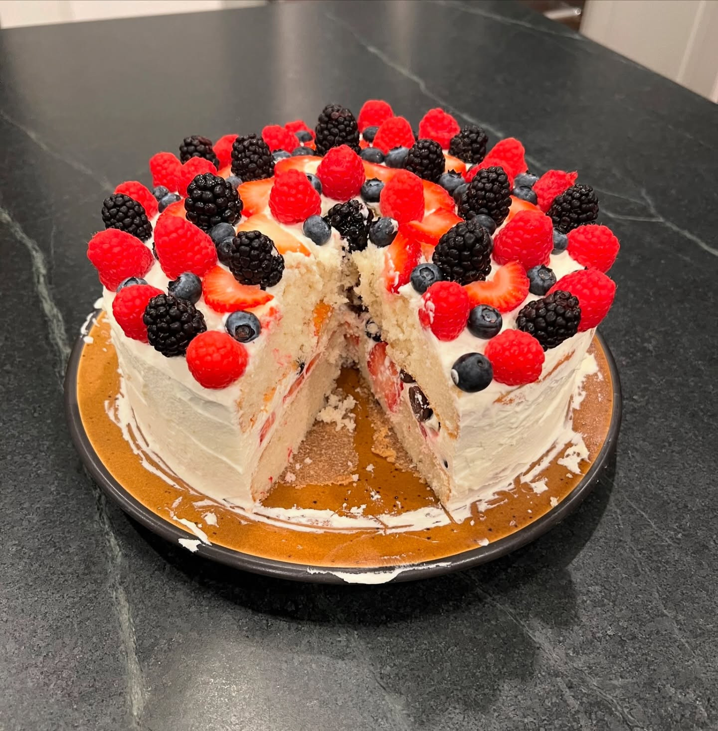 Berry Bliss Sponge Cake with Whipped Cream Delight