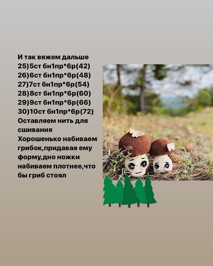 Бесплатный мастер-класс по вязанию грибочков крючком