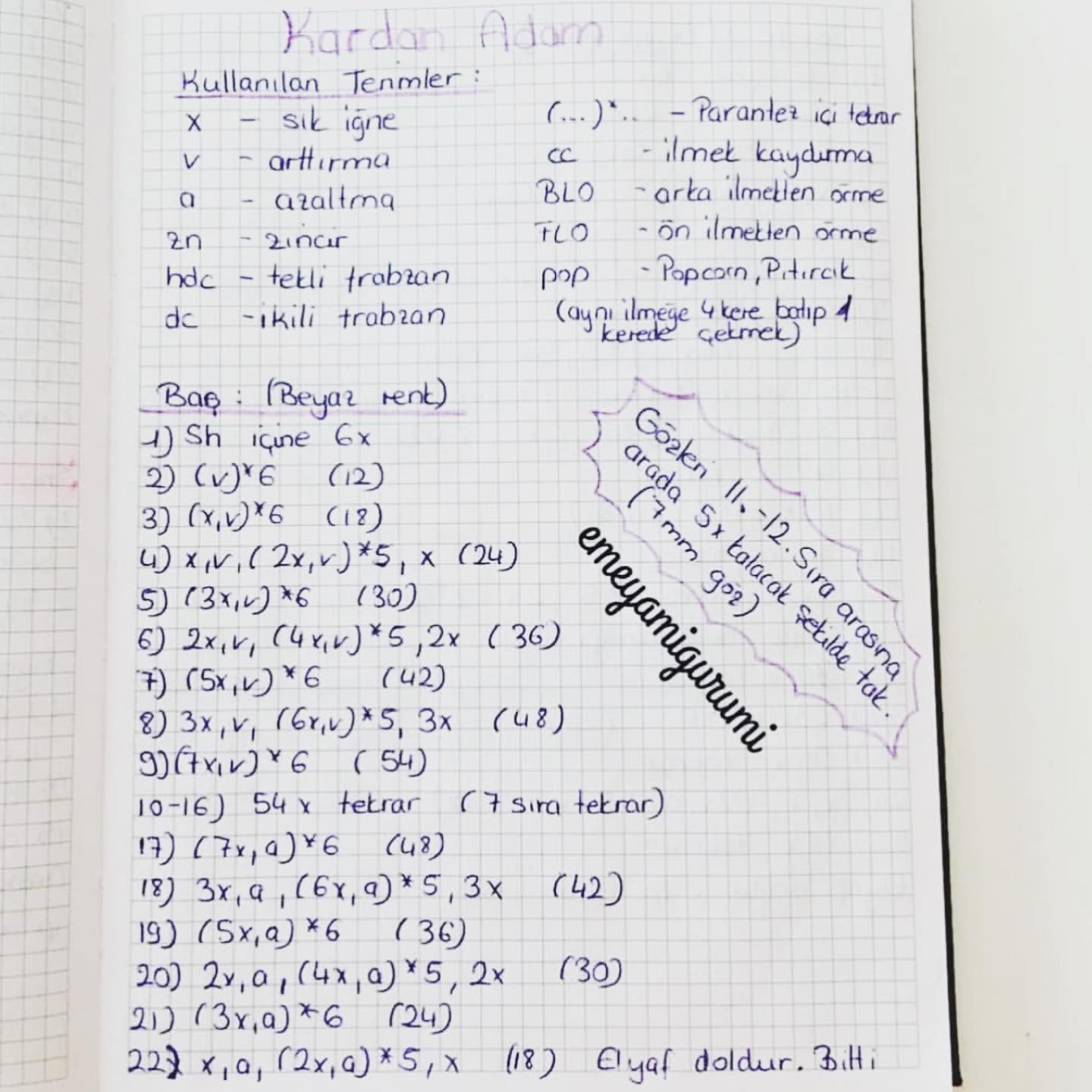 Birlikte Örmek İçin Sevimli Kardan Adam Deseni