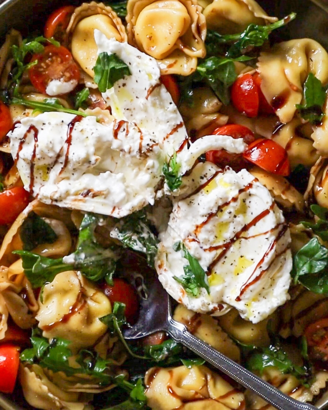 Burrata Bliss: Caprese Tortellini with Balsamic Honey Delight