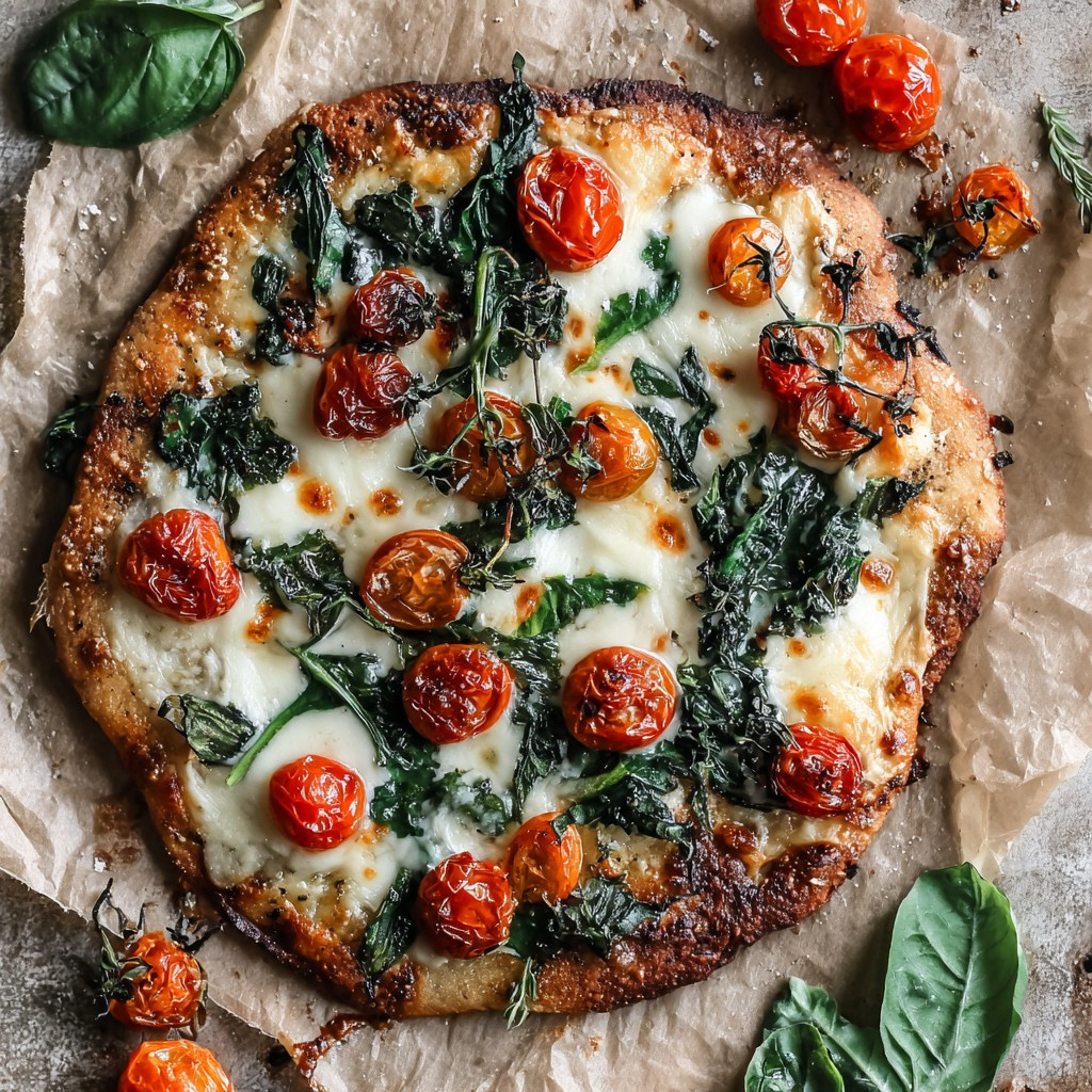 Burst Tomato and Spinach Vegan Flatbread Delight