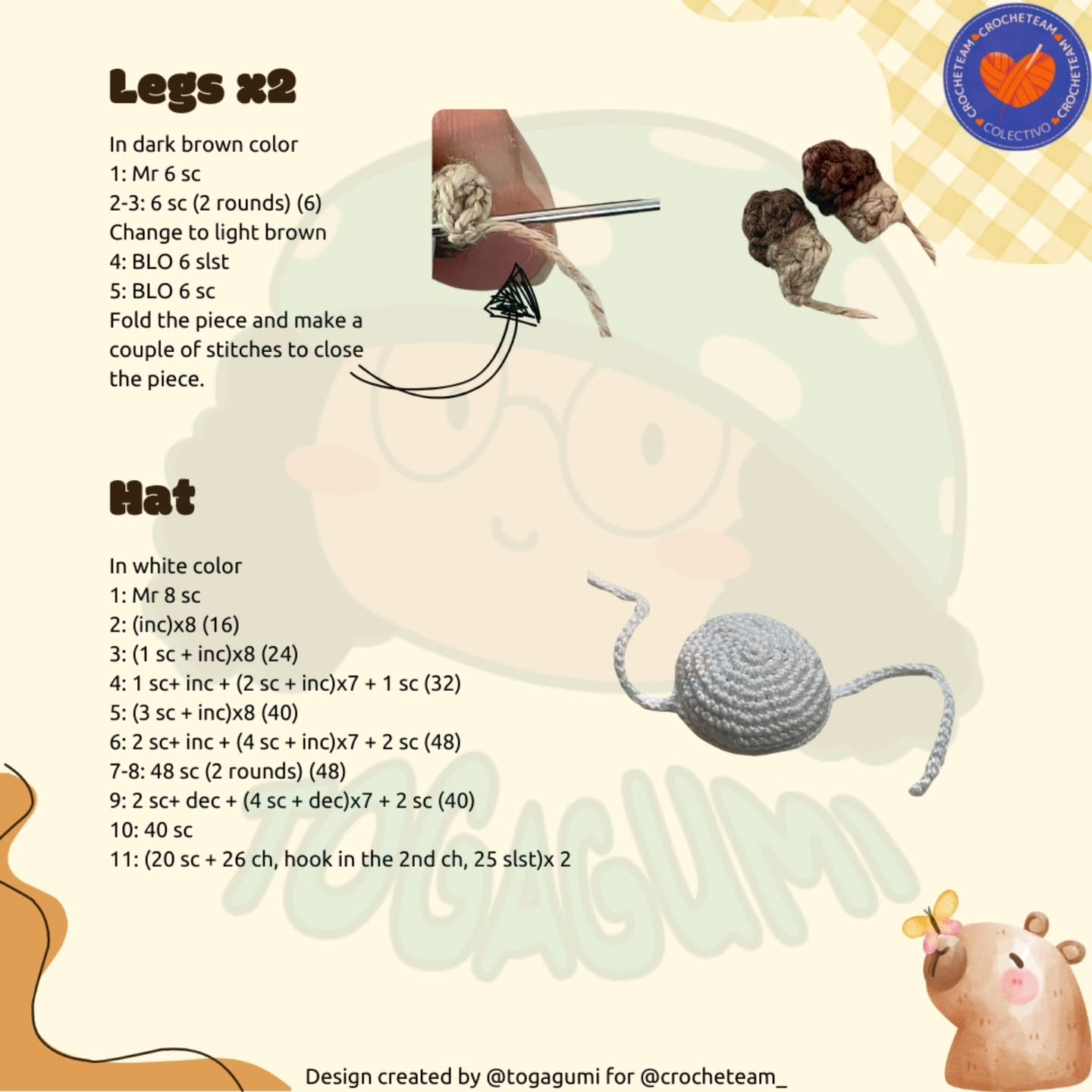 Capibara con disfraz de conejo, patrón de crochet gratuito