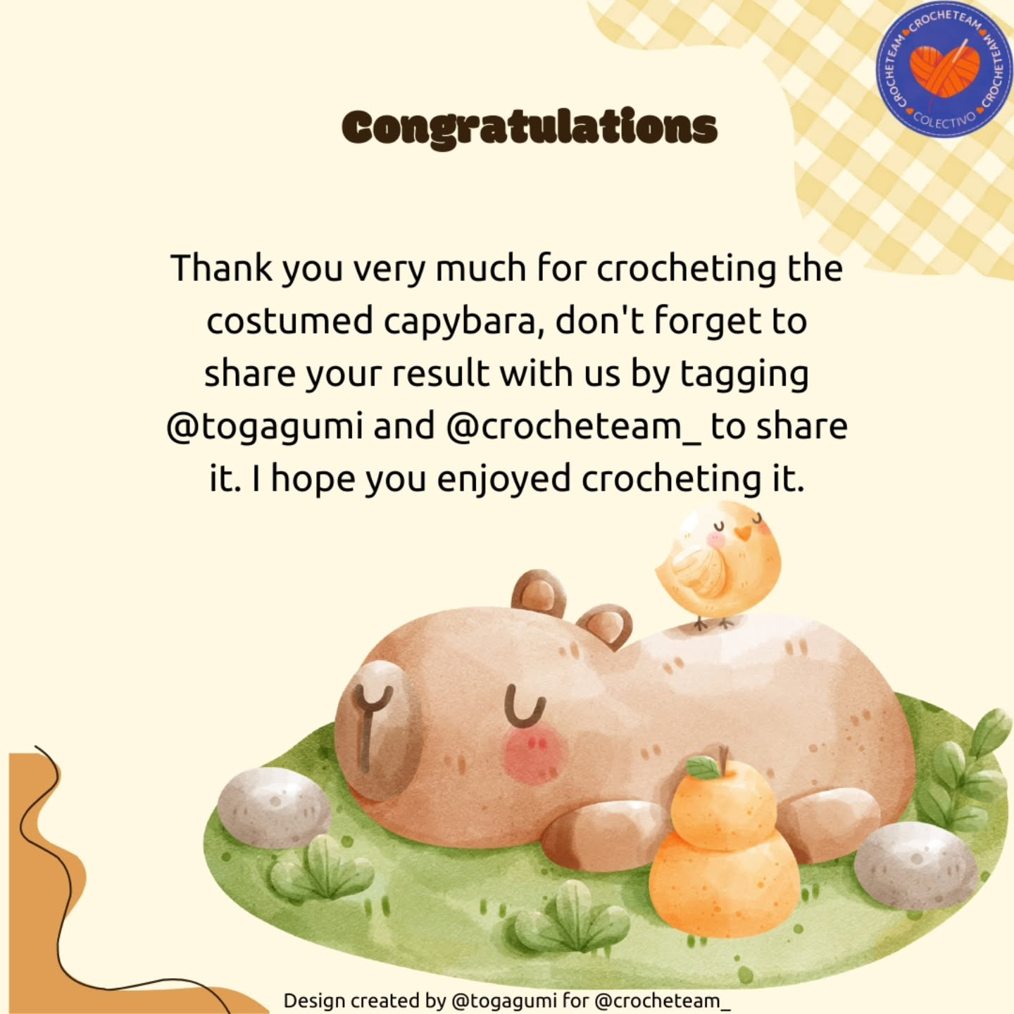 Capibara con disfraz de conejo, patrón de crochet gratuito