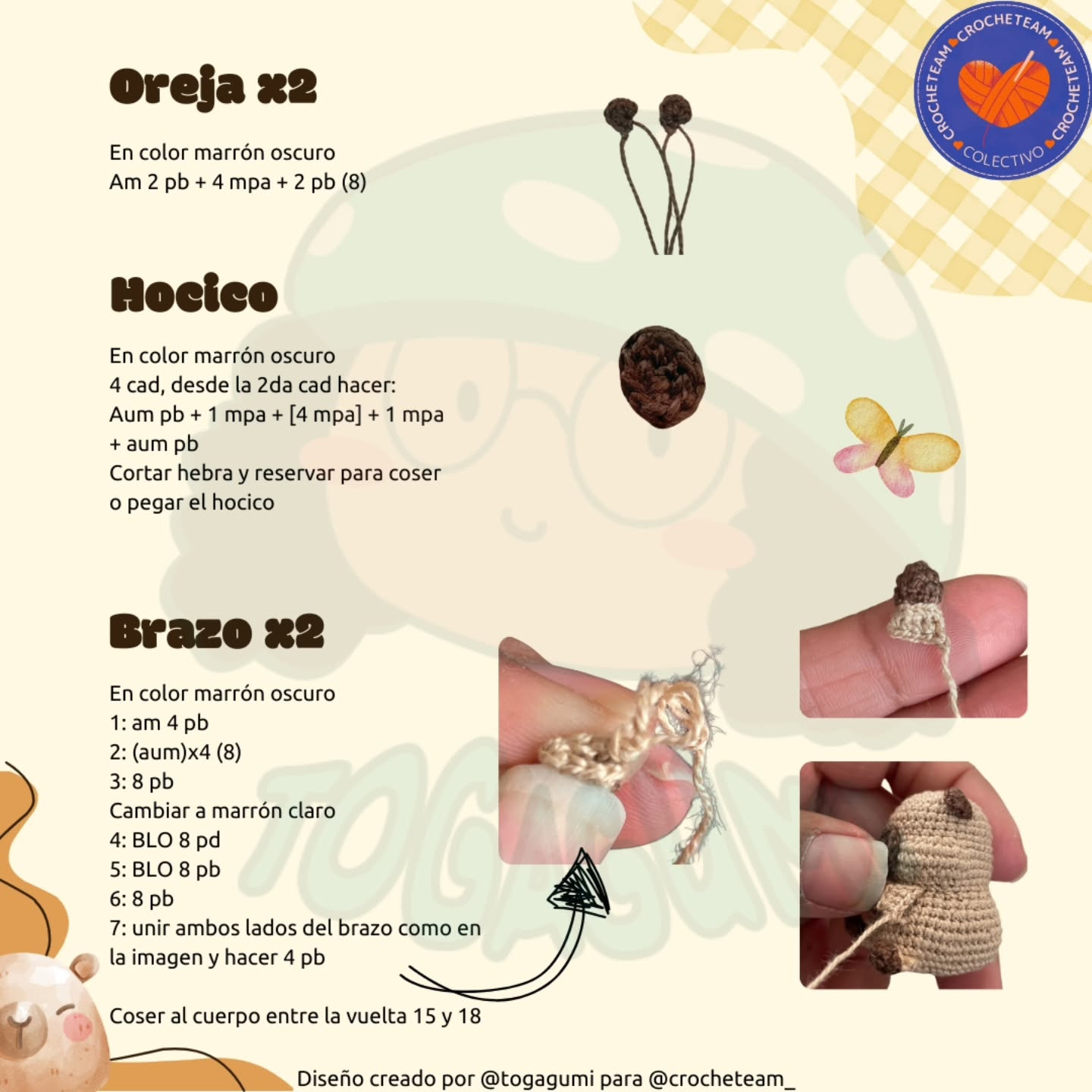 Capibara con disfraz de conejo, patrón de crochet gratuito