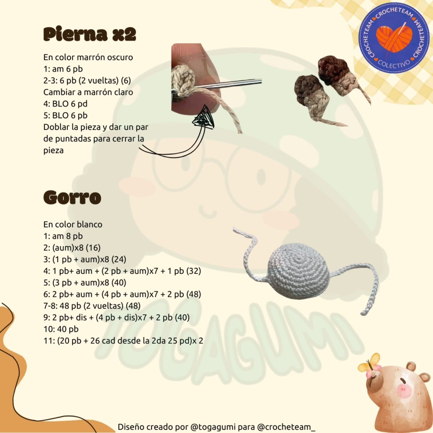 Capibara con disfraz de conejo, patrón de crochet gratuito