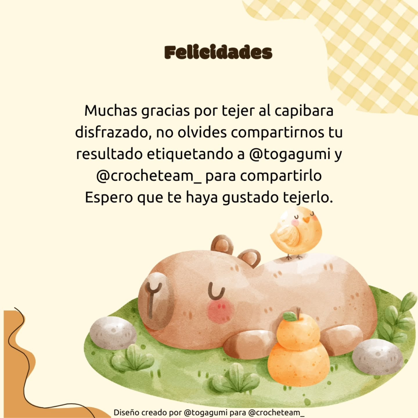 Capibara con disfraz de conejo, patrón de crochet gratuito