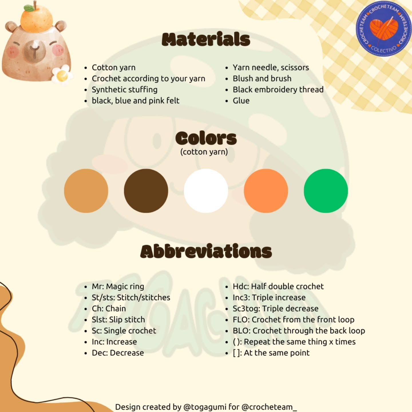 Capibara con disfraz de conejo, patrón de crochet gratuito