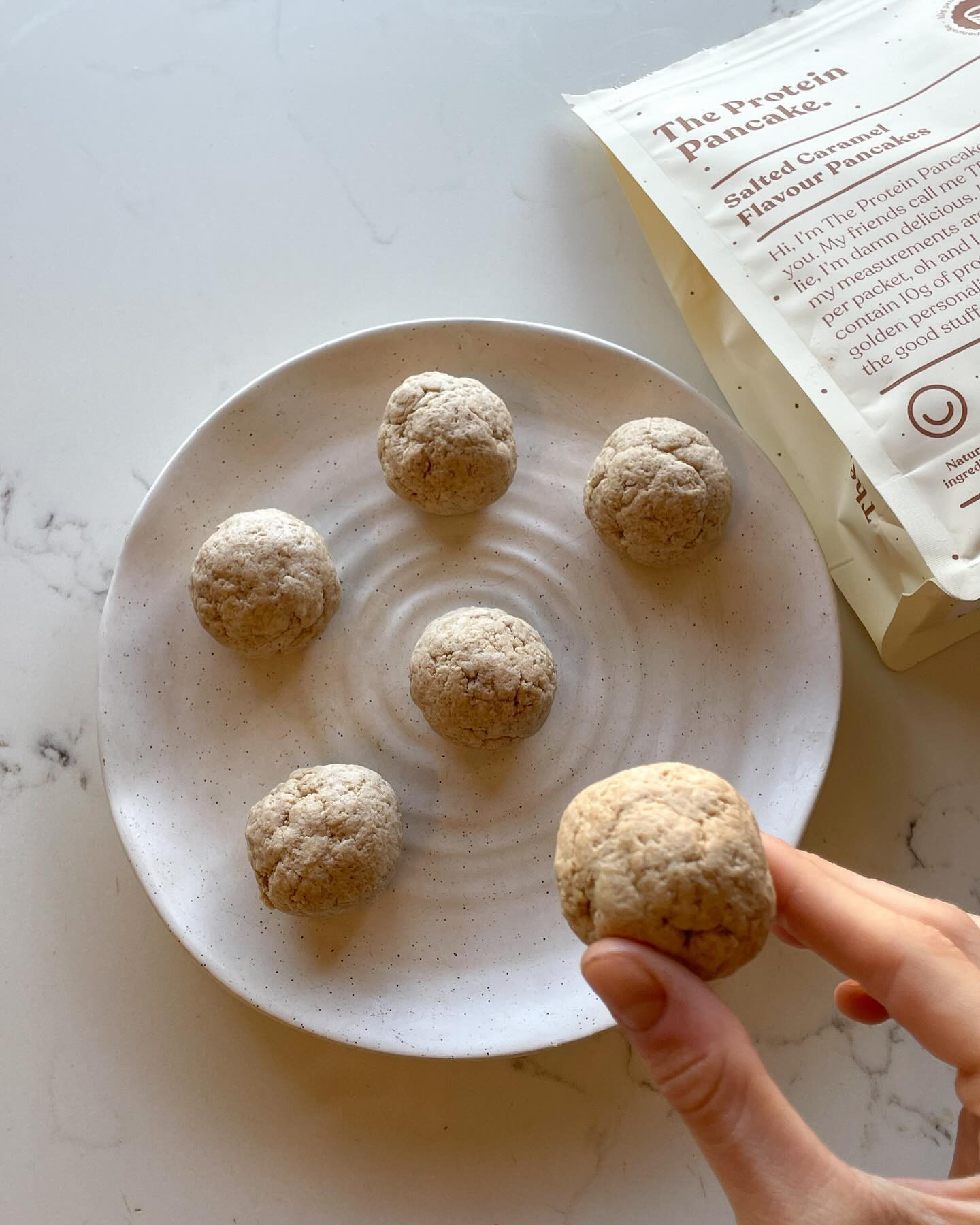 Caramel Cinnamon Pancake Protein Bites