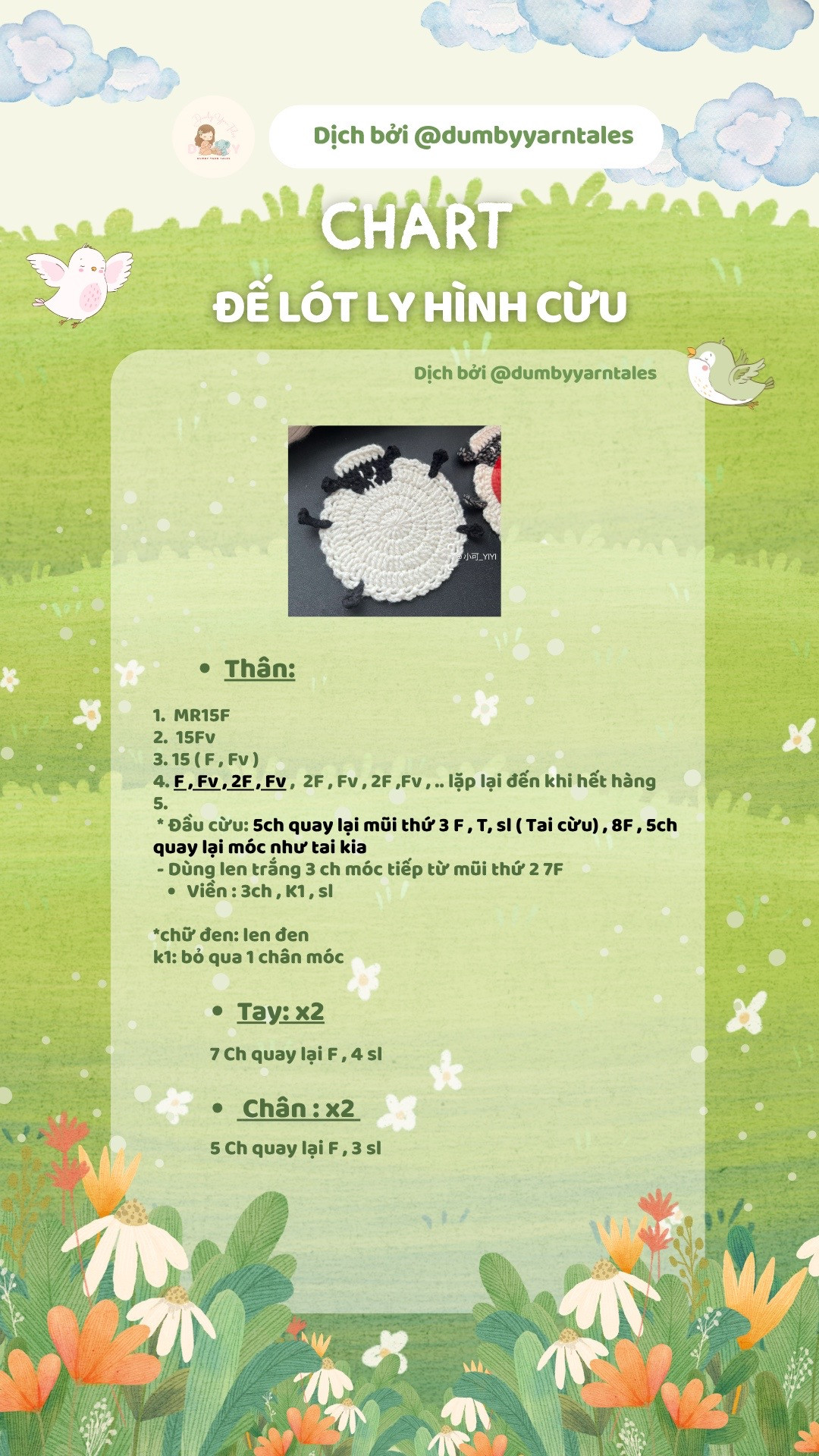 chart đế lót ly hình cừu