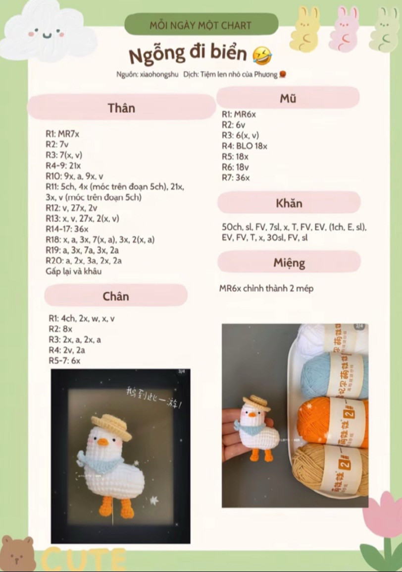 chart móc chậu cỏ 4 lá mini, ngỗng đi biển, mèo cá