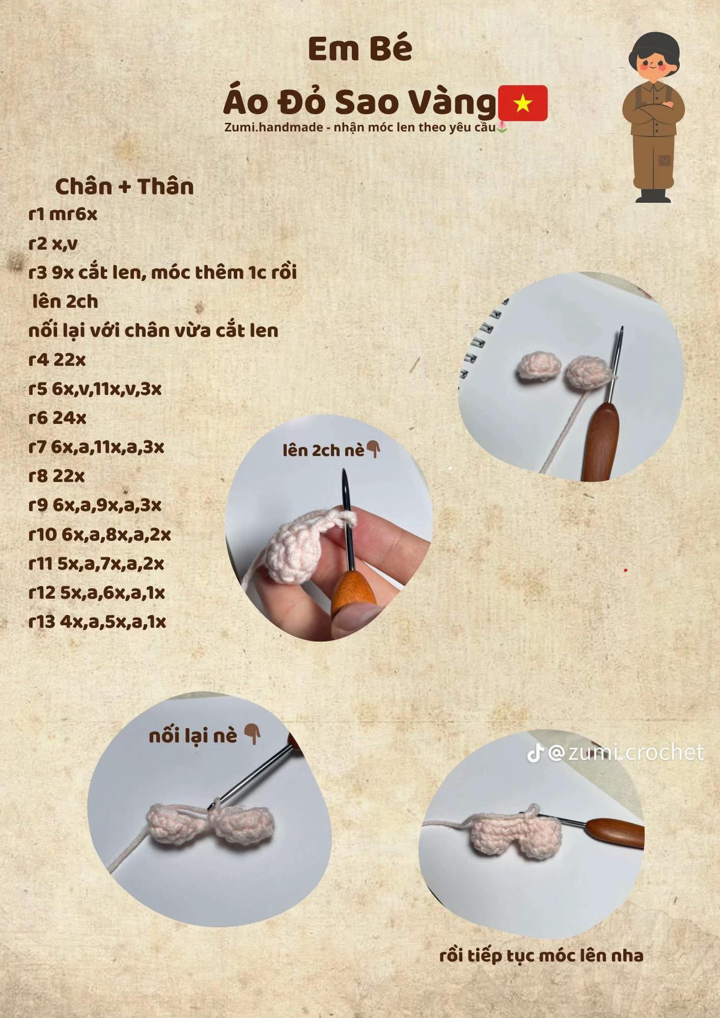 chart móc em bé áo đỏ sao vàng