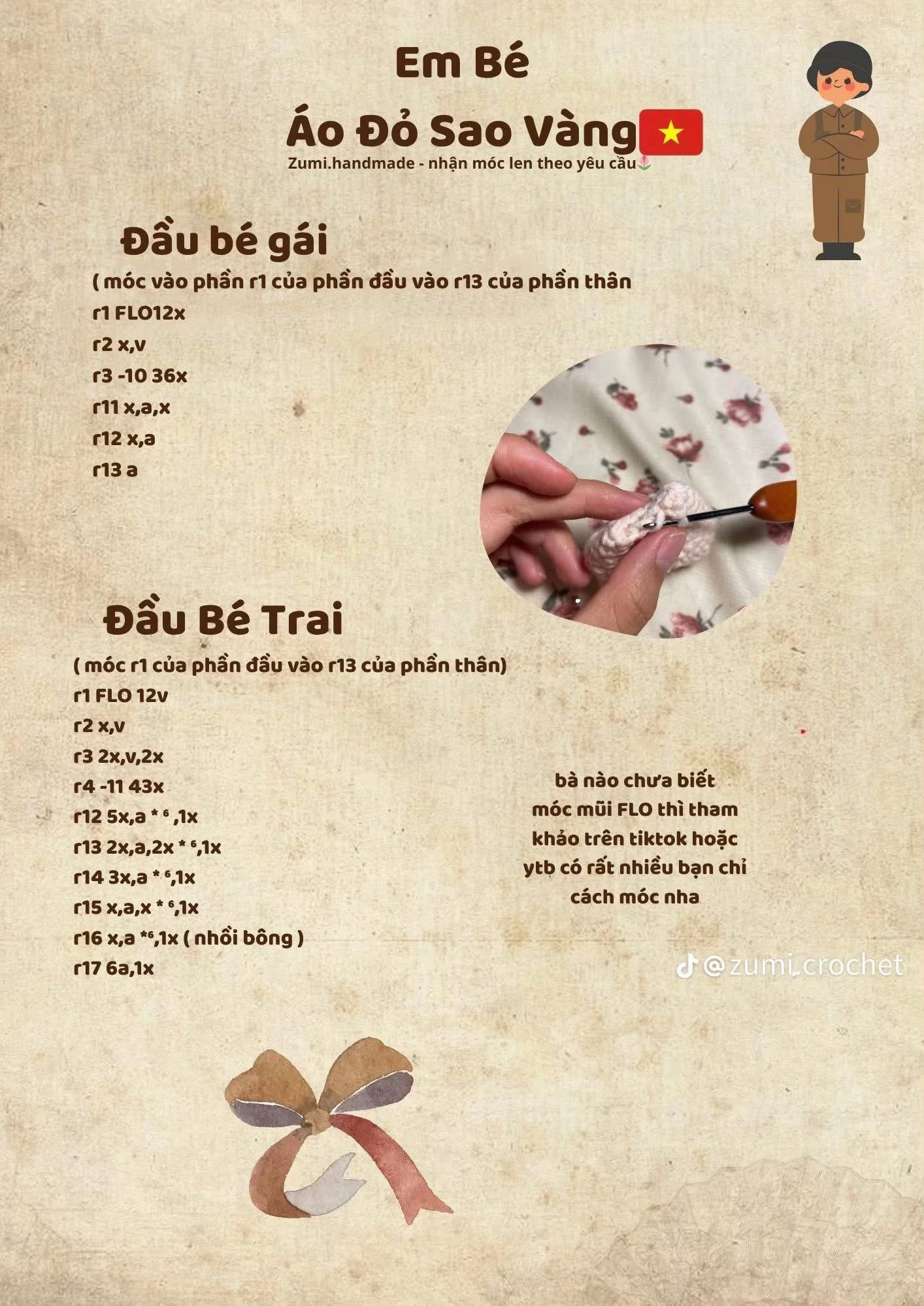 chart móc em bé áo đỏ sao vàng