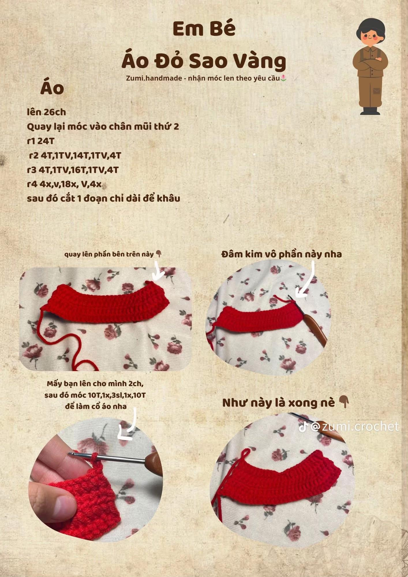 chart móc em bé áo đỏ sao vàng