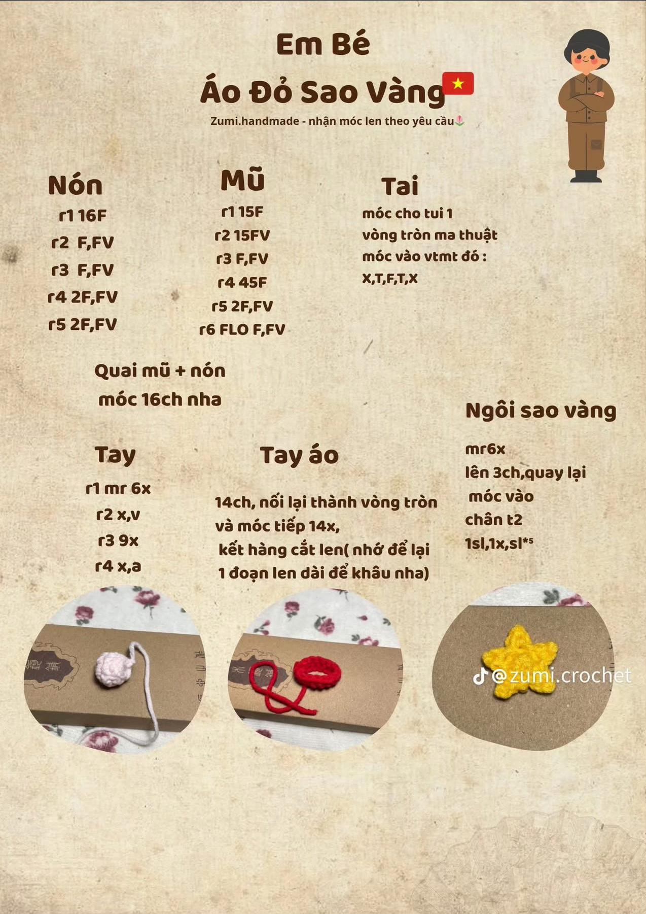 chart móc em bé áo đỏ sao vàng