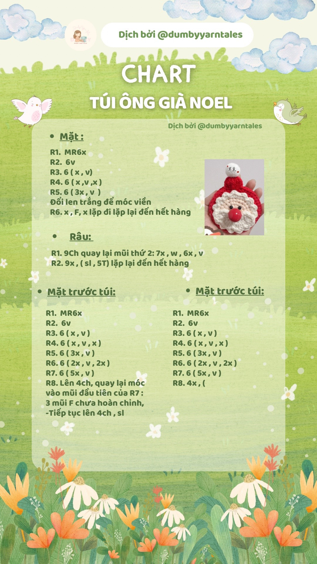 Chart Móc Len túi Hình Ông Già Noel Dễ Thương Cho Mùa Giáng Sinh