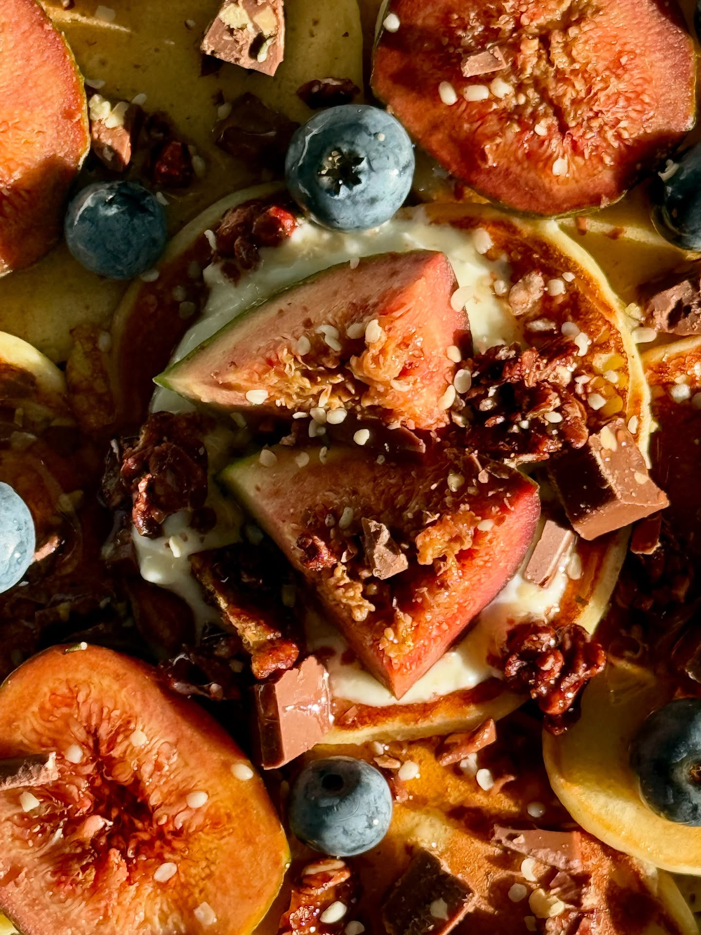 Chocolate Chip Pancakes with Fresh Fig Delight