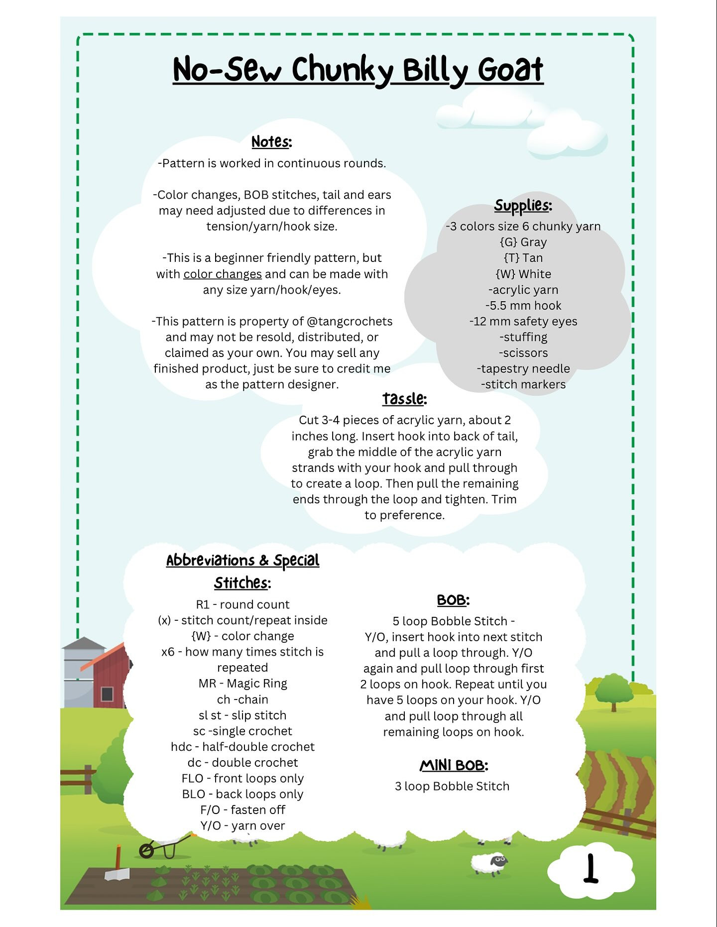 Chunky Billy-Goat Amigurumi No-Sew Crochet Pattern