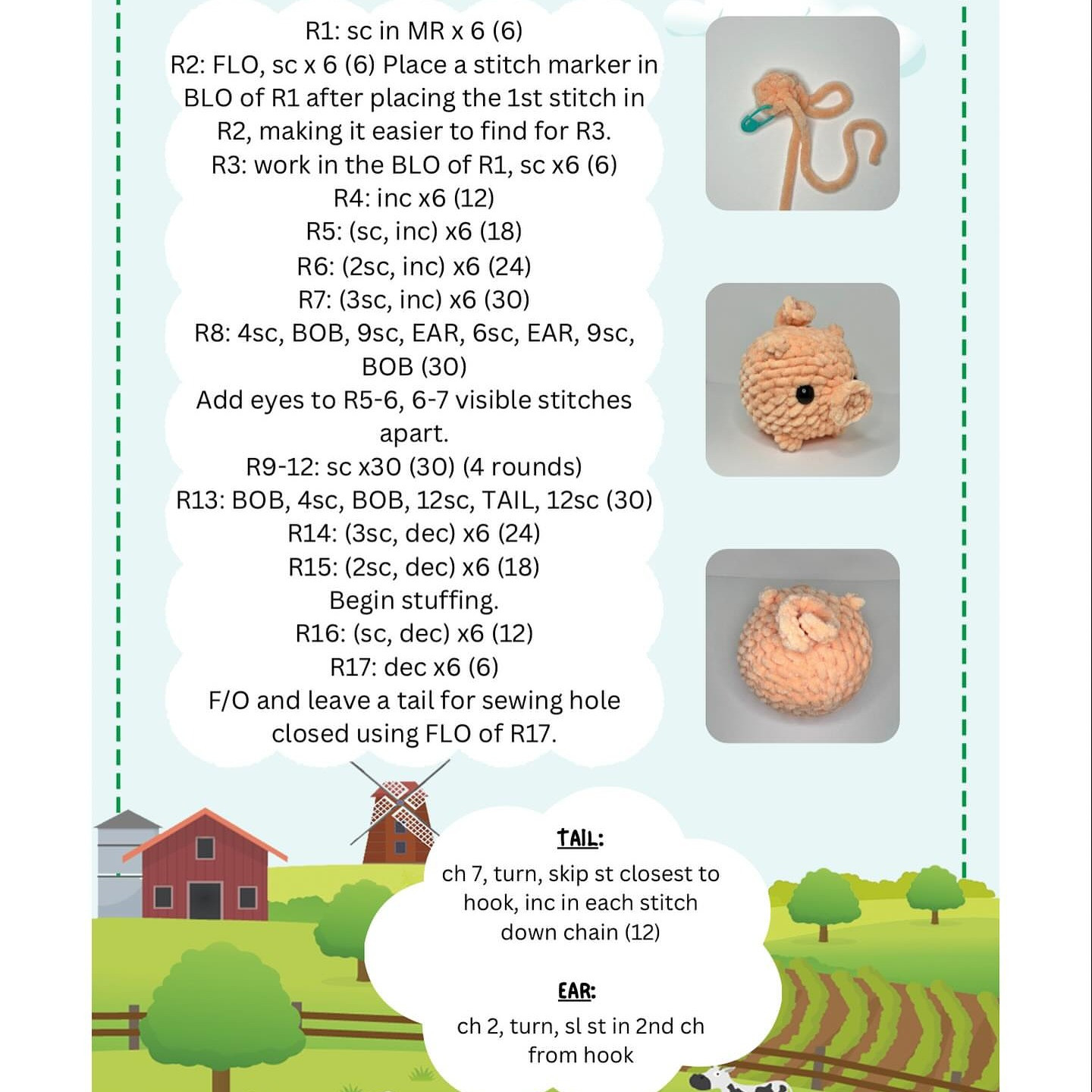 Chunky Piggy No-Sew Crochet Pattern for Beginners