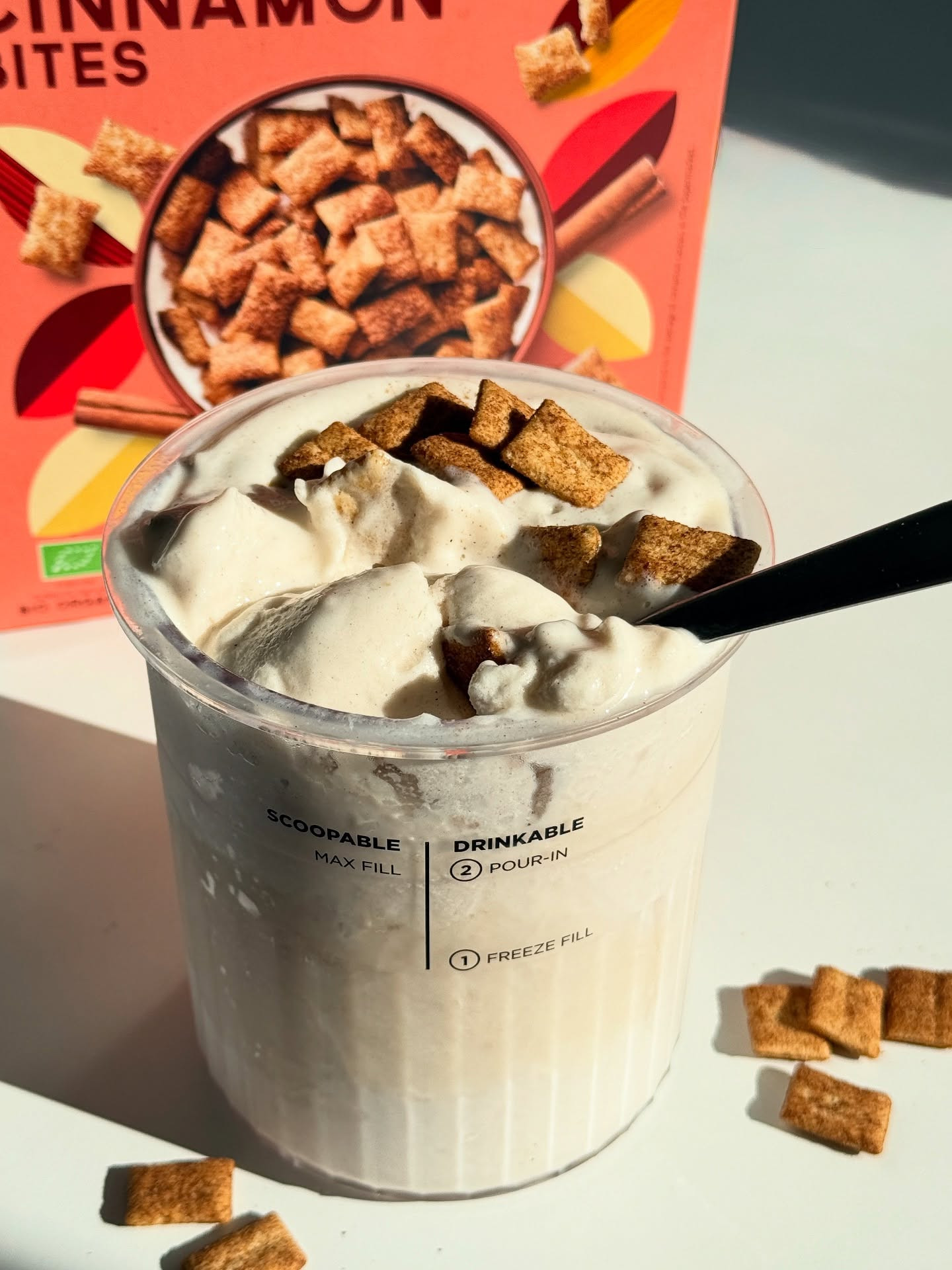 Cinnamon Protein Ice Cream with Crunchy Bites