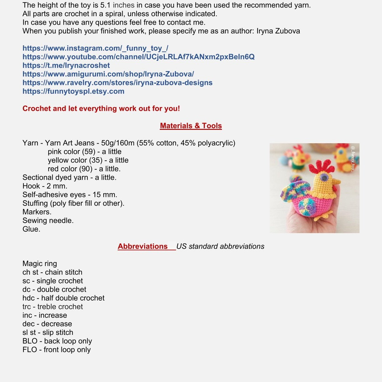 Colorful Crochet Hen Pattern for Beginners