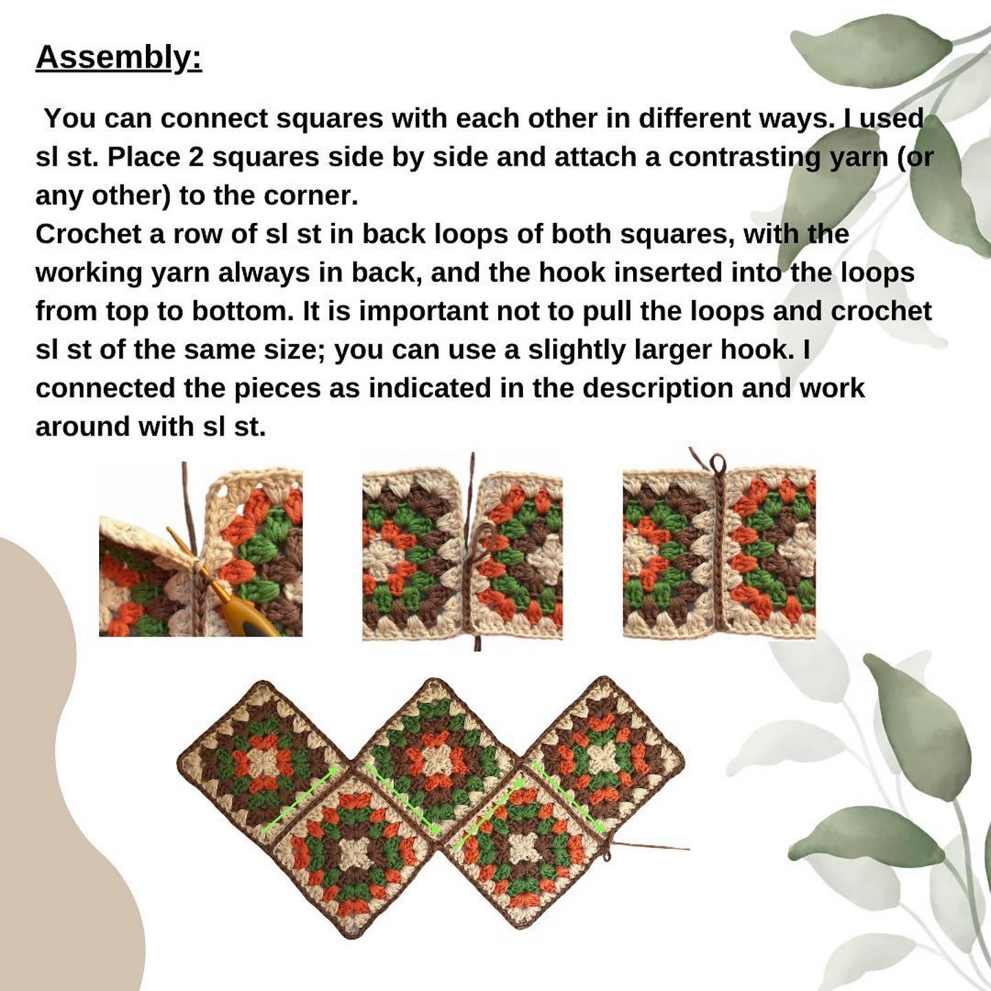 Colorful Crochet Wall Hanging with Geometric Patterns and Flowers