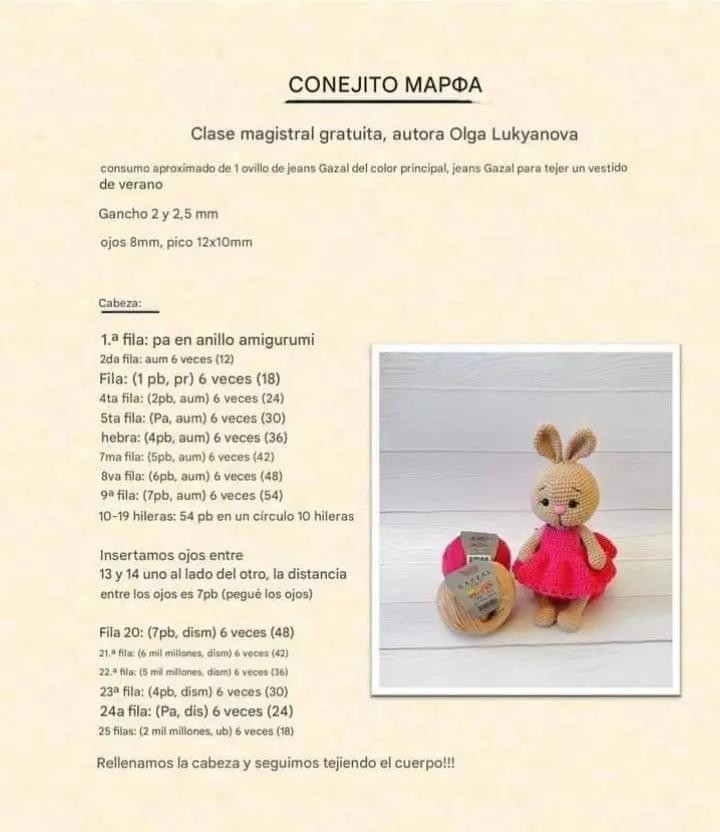 Conejito de Amigurumi con Vestido Rojo - Patrón Gratuito