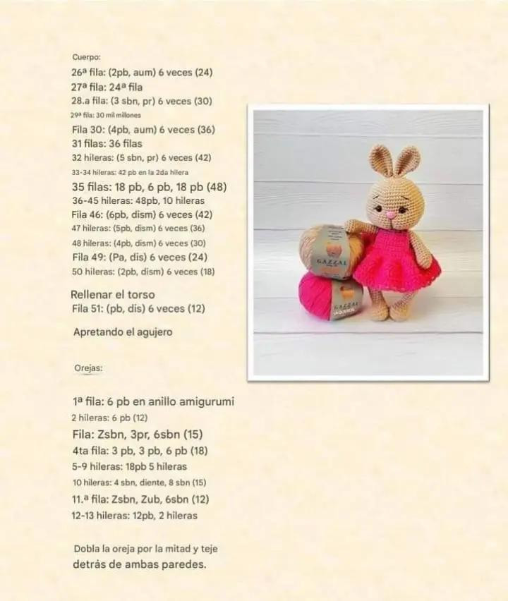 Conejito de Amigurumi con Vestido Rojo - Patrón Gratuito