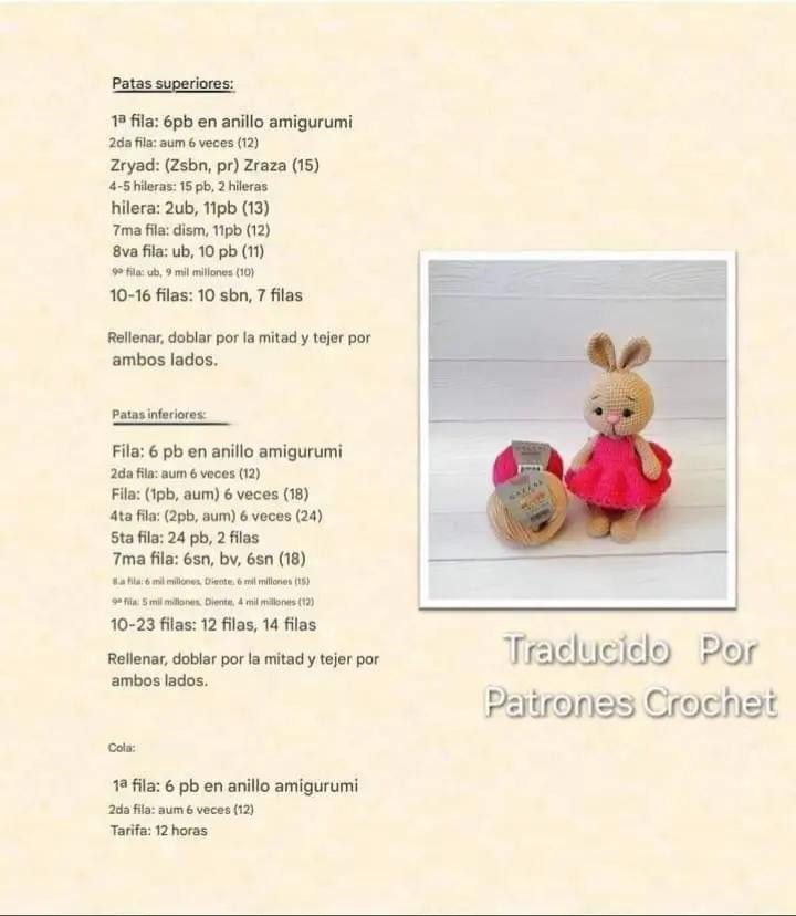 Conejito de Amigurumi con Vestido Rojo - Patrón Gratuito
