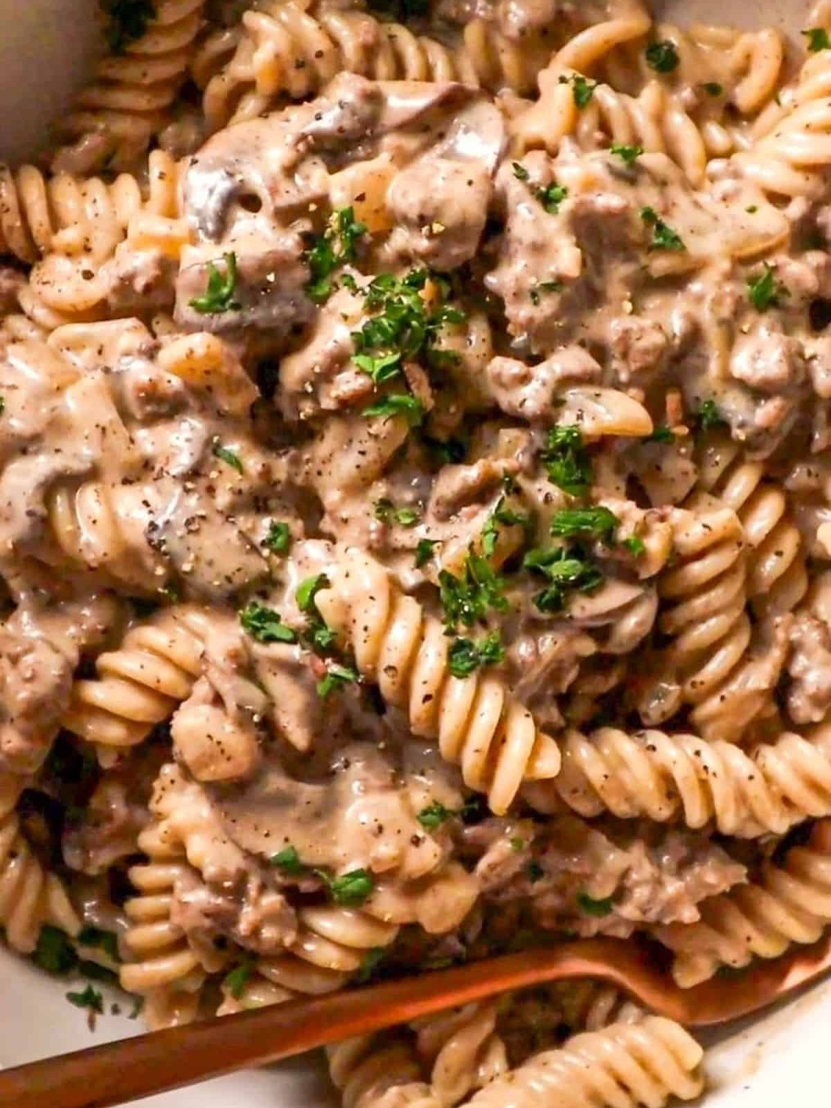Creamy Beef and Mushroom Rotini Delight