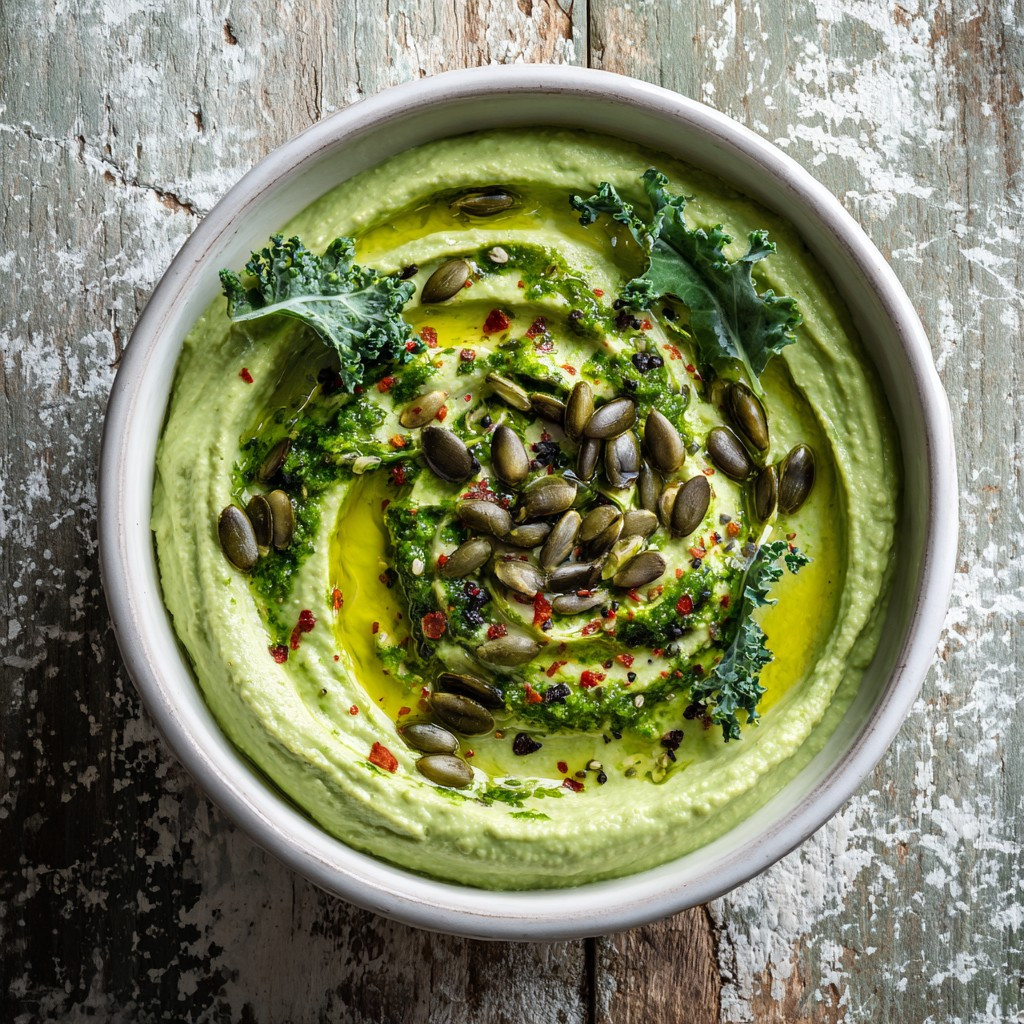 Creamy Kale and Sunflower Seed Pesto Bean Dip