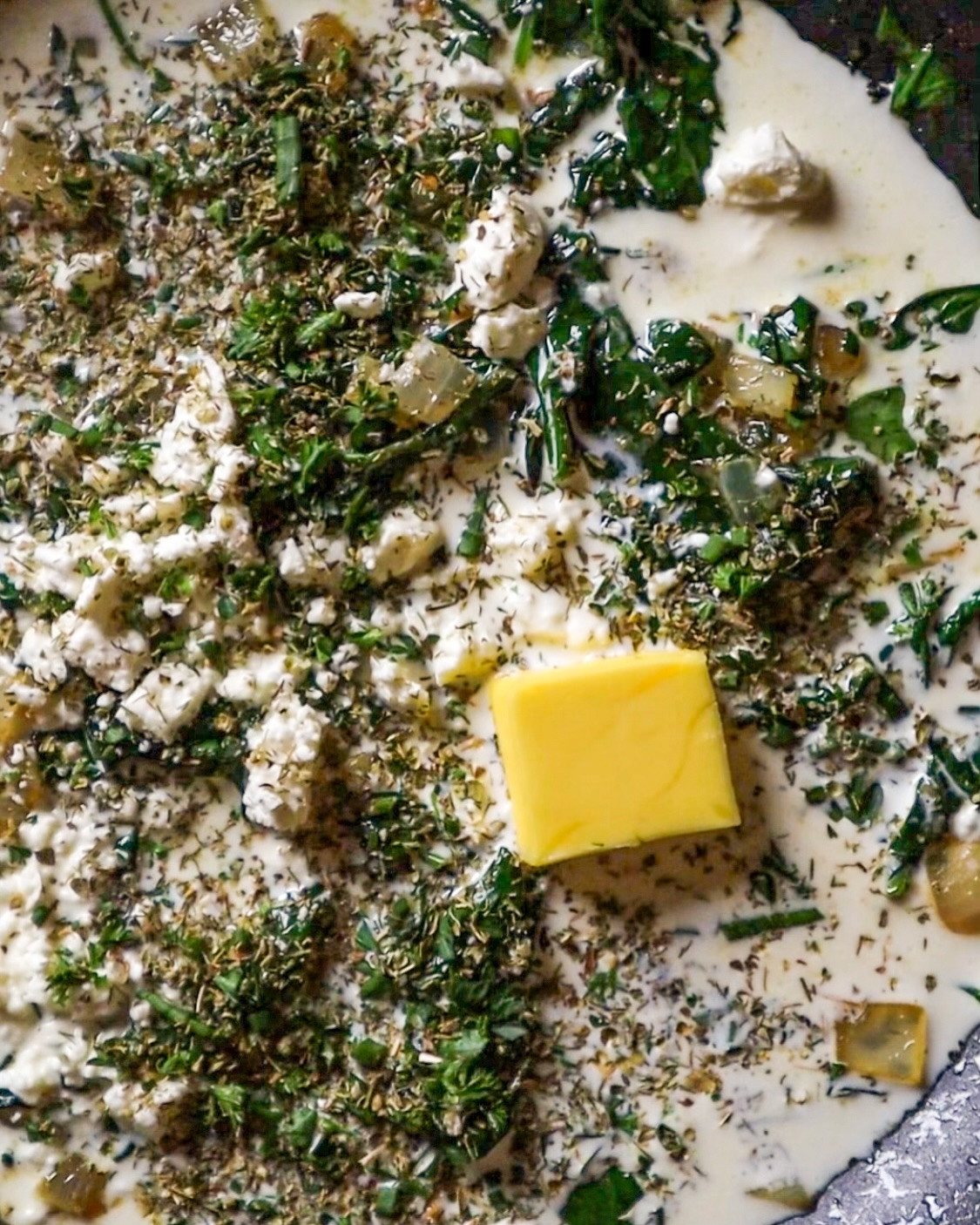 Creamy Spinach Feta Pasta with Garlic Crunch